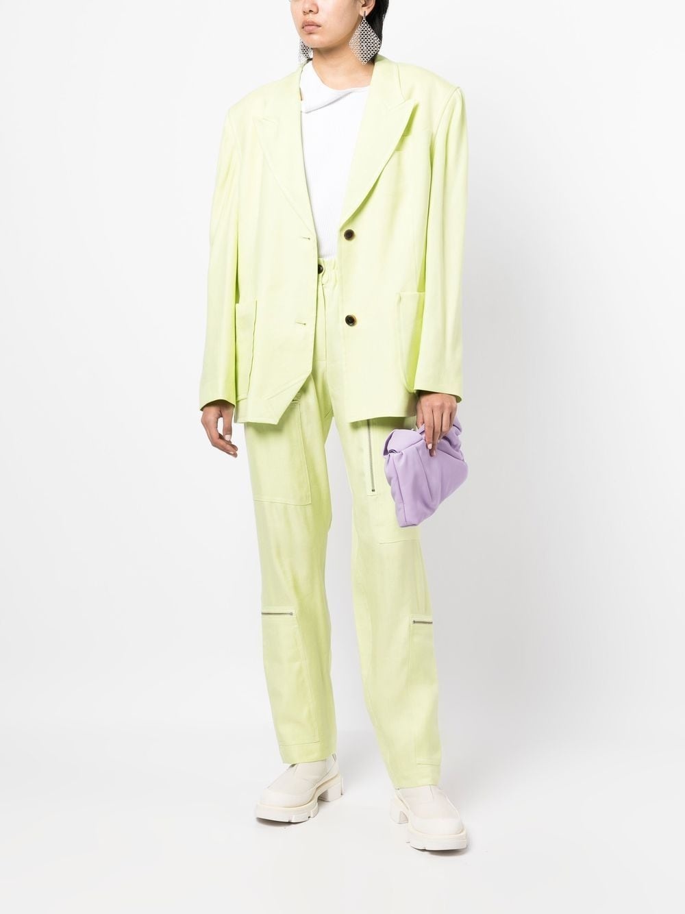 linen single-breasted blazer - 2
