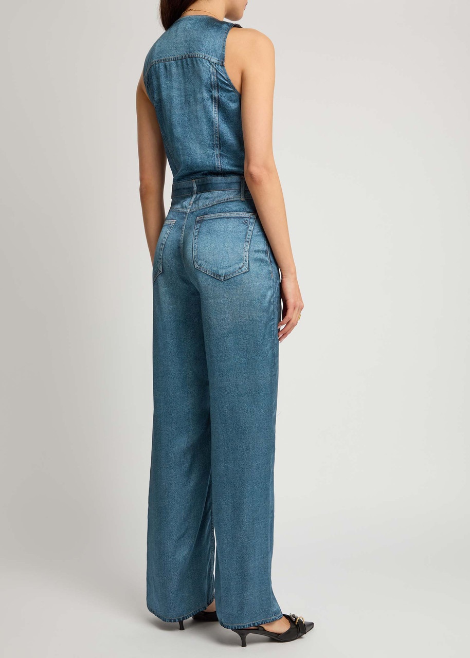 Rag & Bone Miramir Jeans-print Satin Jumpsuit - 3