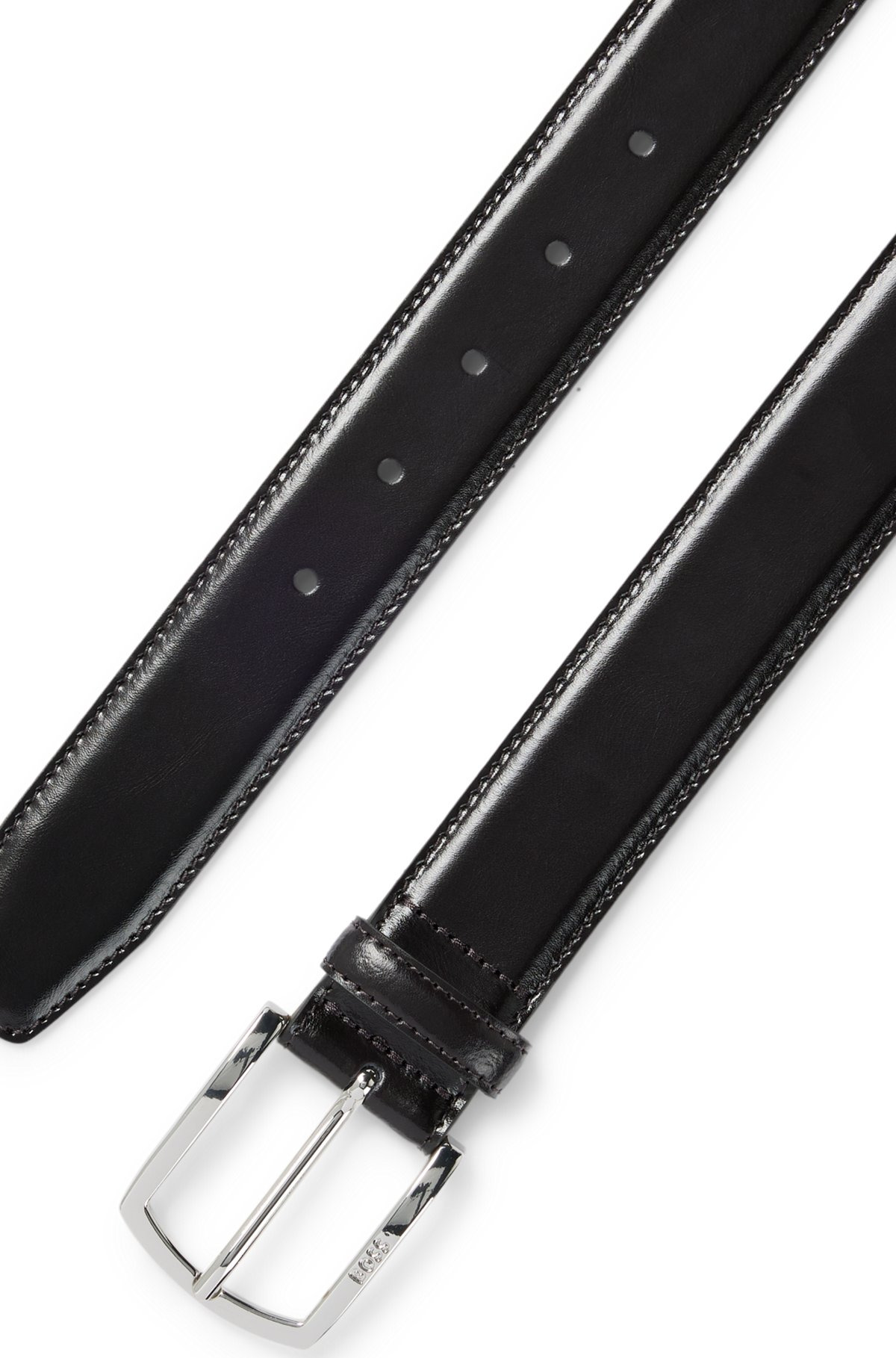 ITALIAN-LEATHER BELT WITH BRANDED BUCKLE AND FULL LINING - 3