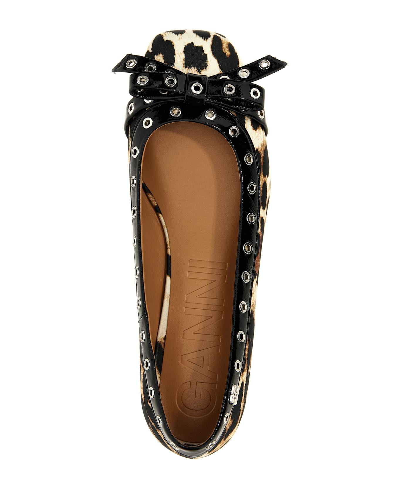 'leopard Eyelets Bow' Ballet Flats - 4