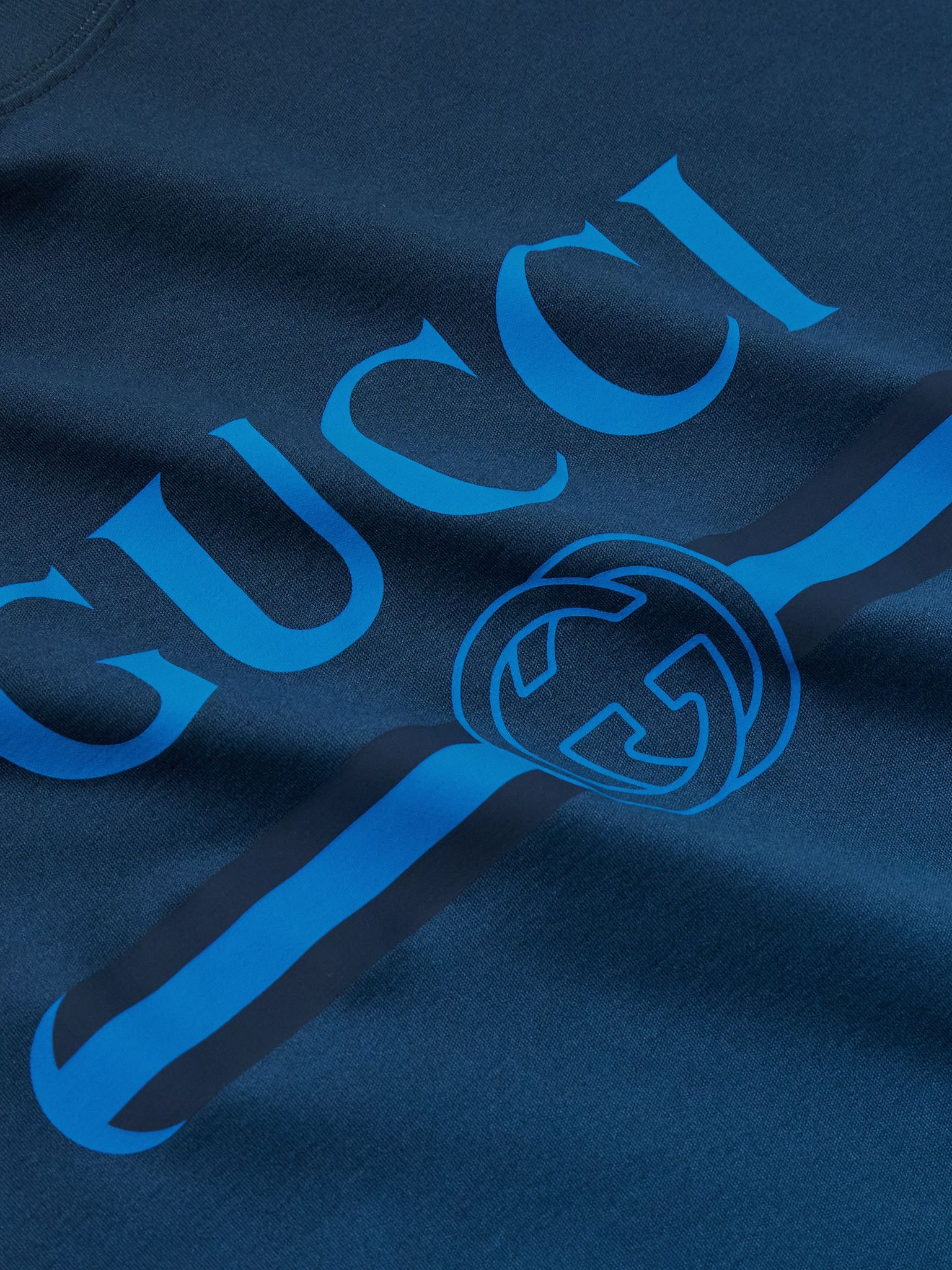 Ombré Logo-Print Cotton-Jersey T-Shirt Blue - 4