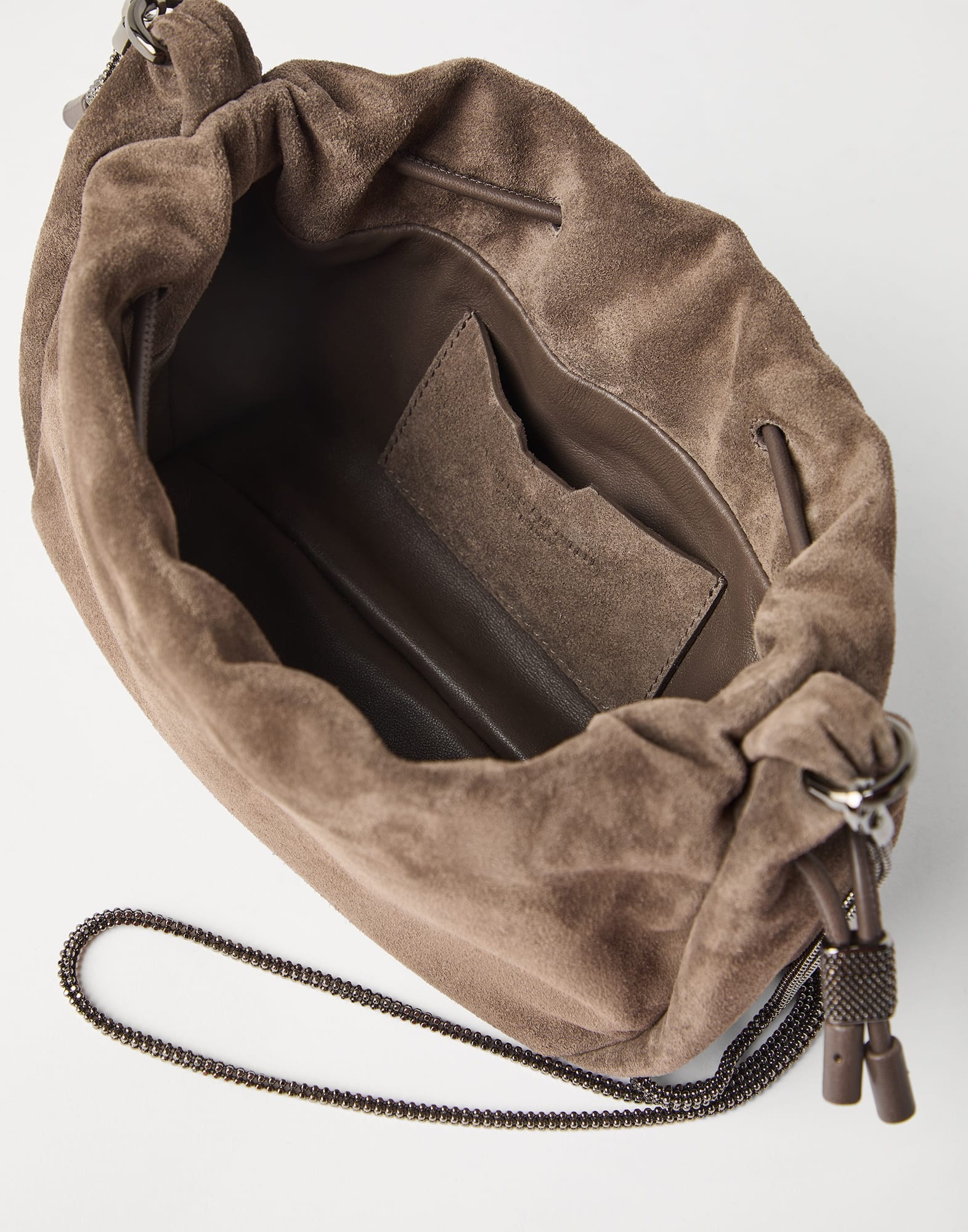Mellow mini bucket bag in suede with precious chain - 5