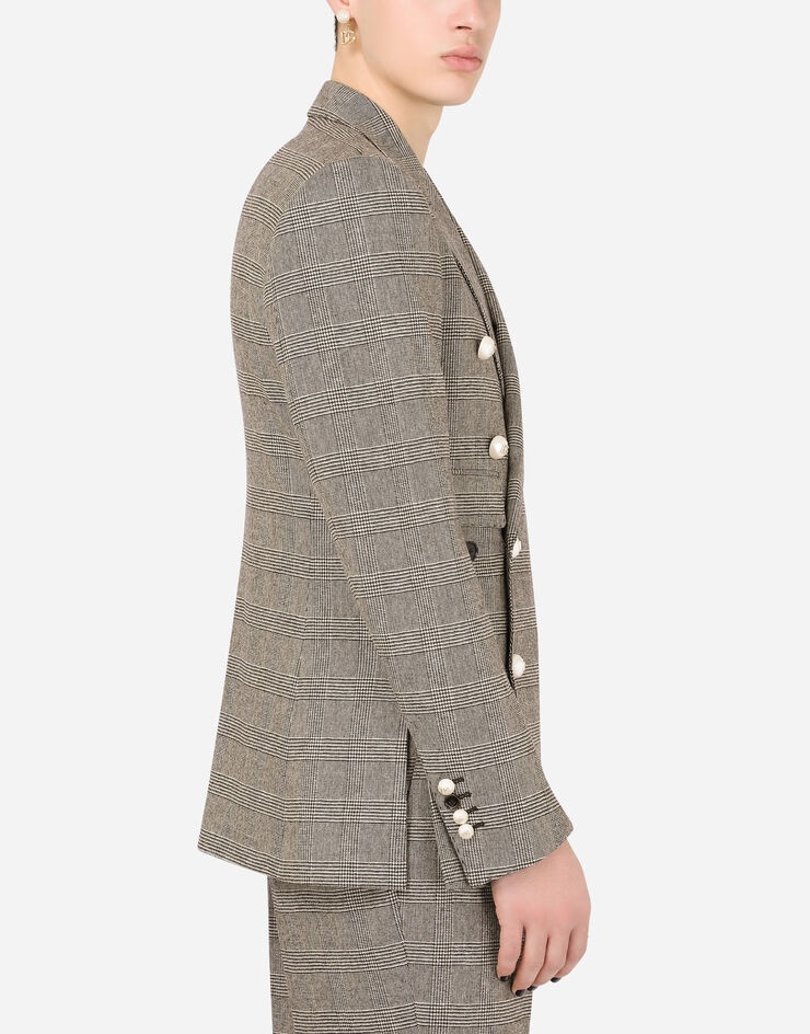 Double-breasted checked Sicilia jacket in a stretch wool blend - 5