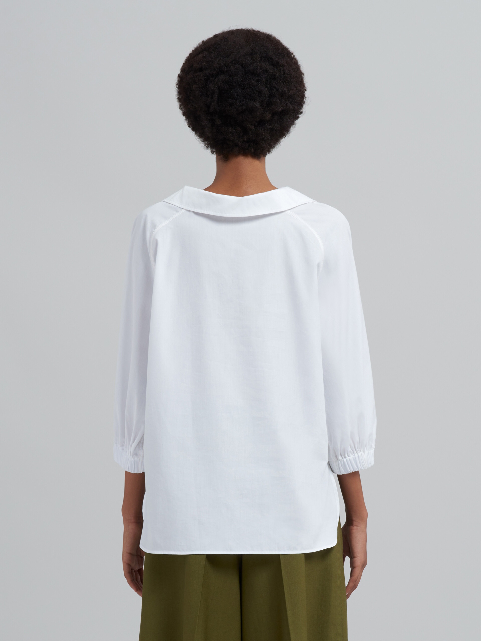 WHITE COTTON POPLIN BLOUSE - 3