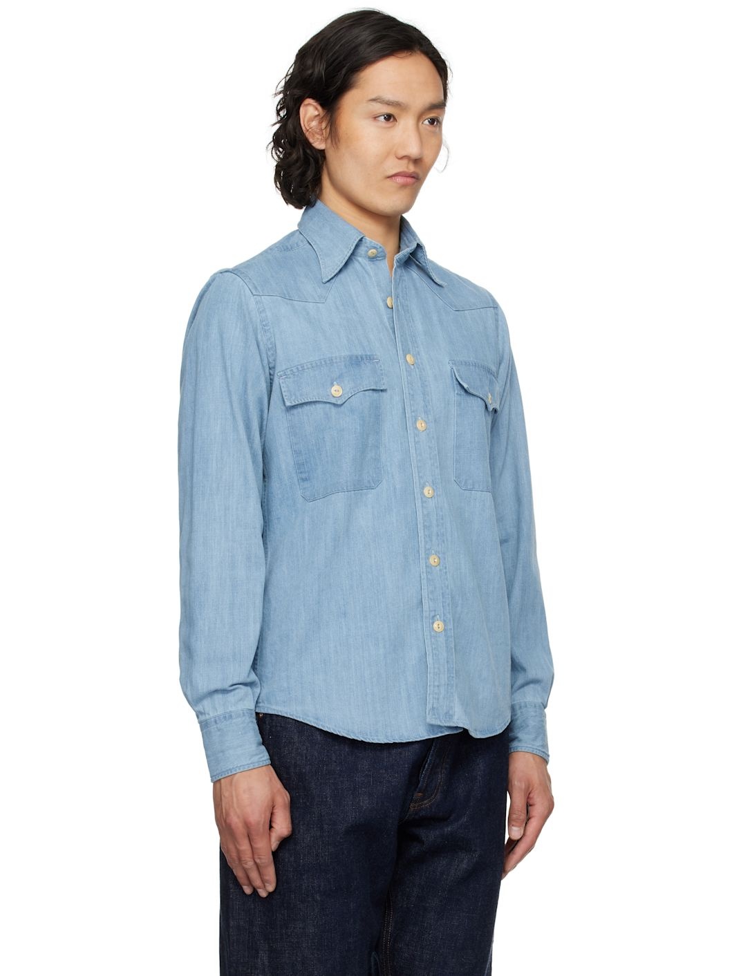 Indigo Two-Pocket Western Denim Shirt - 2