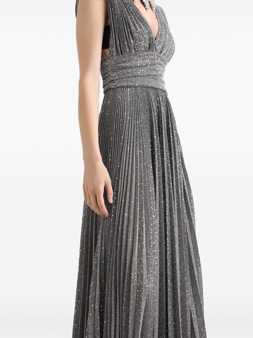 plissé-effect gown - 4
