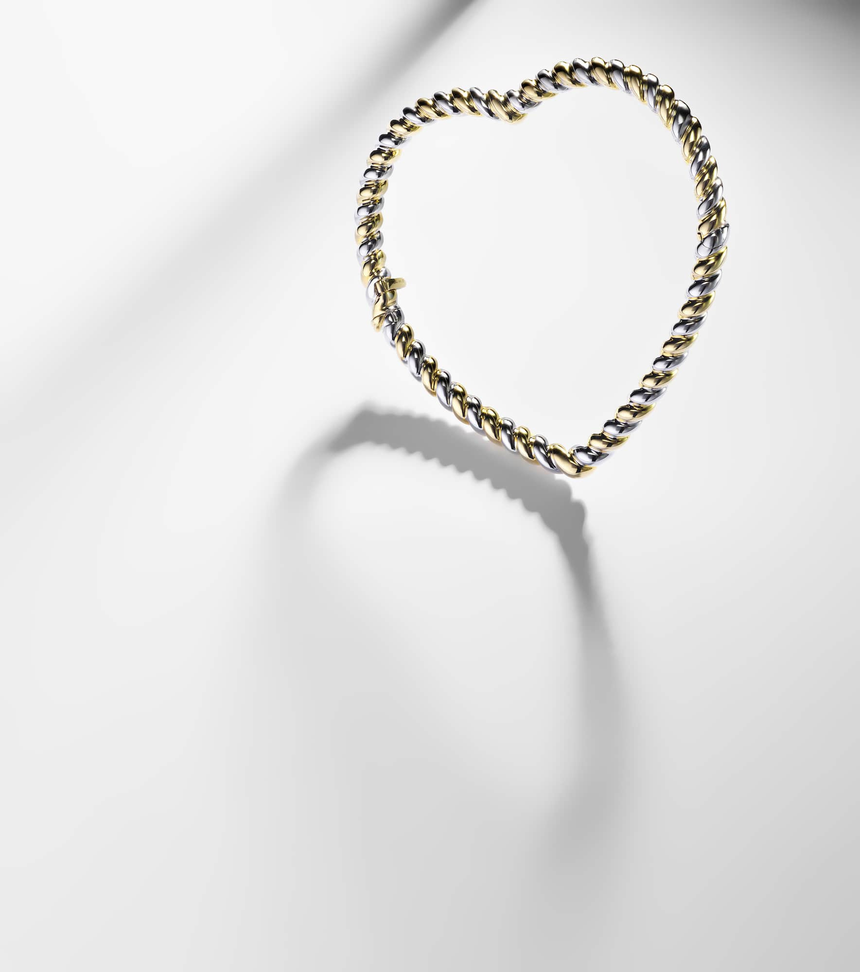 Jonc Cœur 9kt gold and white gold bangle - 4