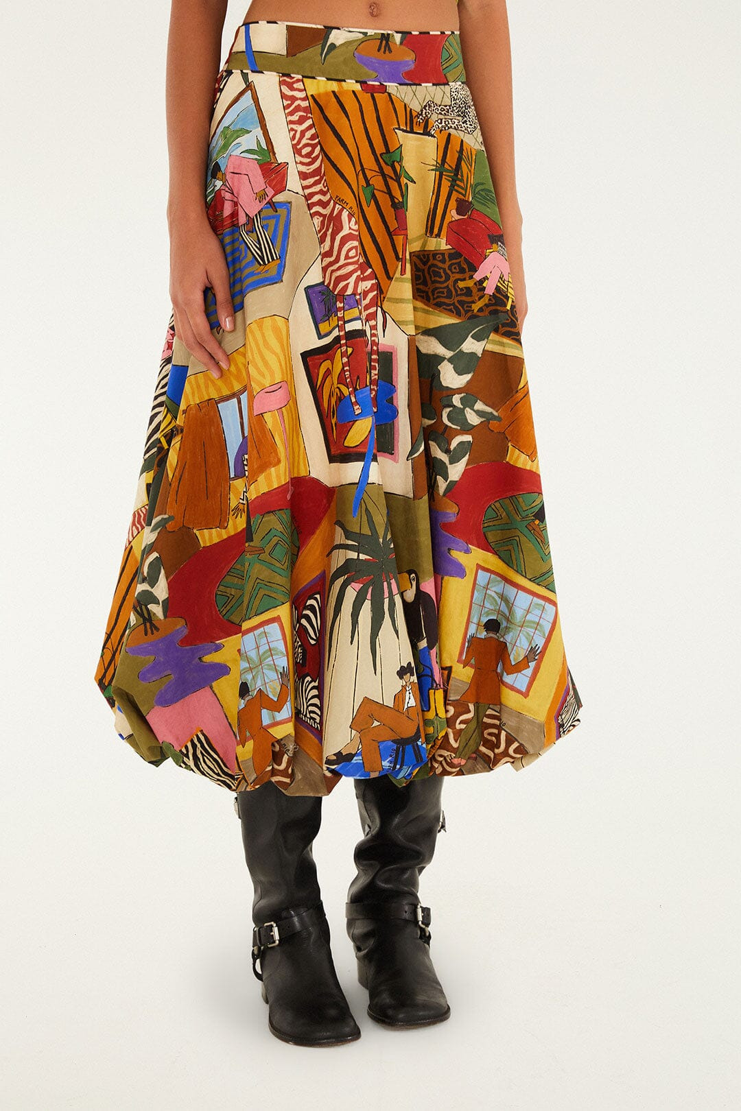 Multicolor Tropical Balloon Organic Cotton Midi Skirt - 2