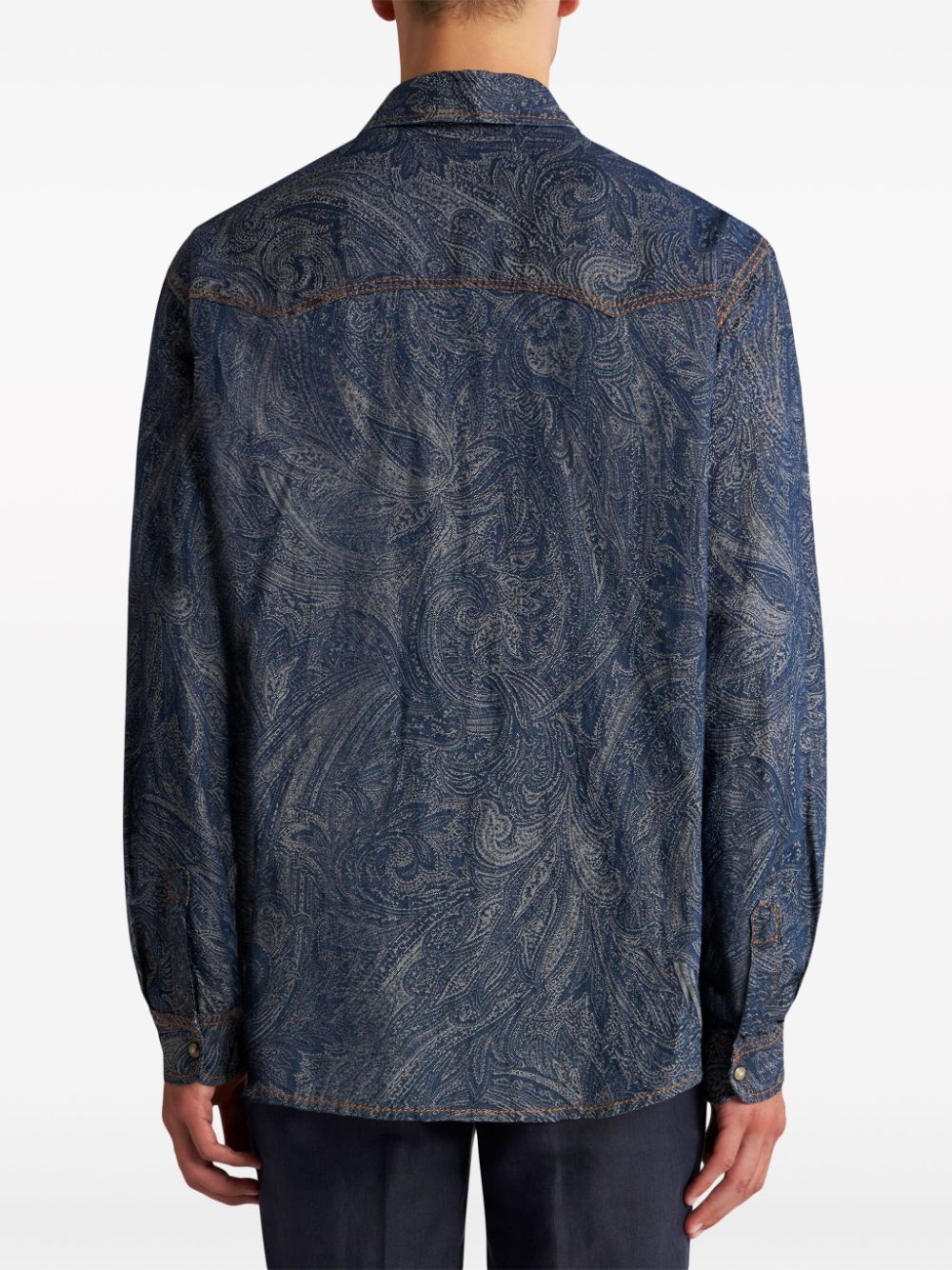 paisley-print denim shirt - 3