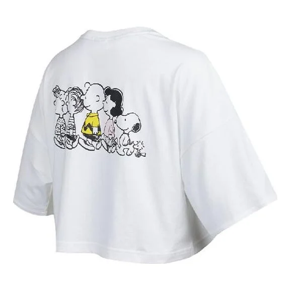 (WMNS) PUMA x PEANUTS Embroidery Logo Crewneck Short Loose Short Sleeve White 531158-02 - 1
