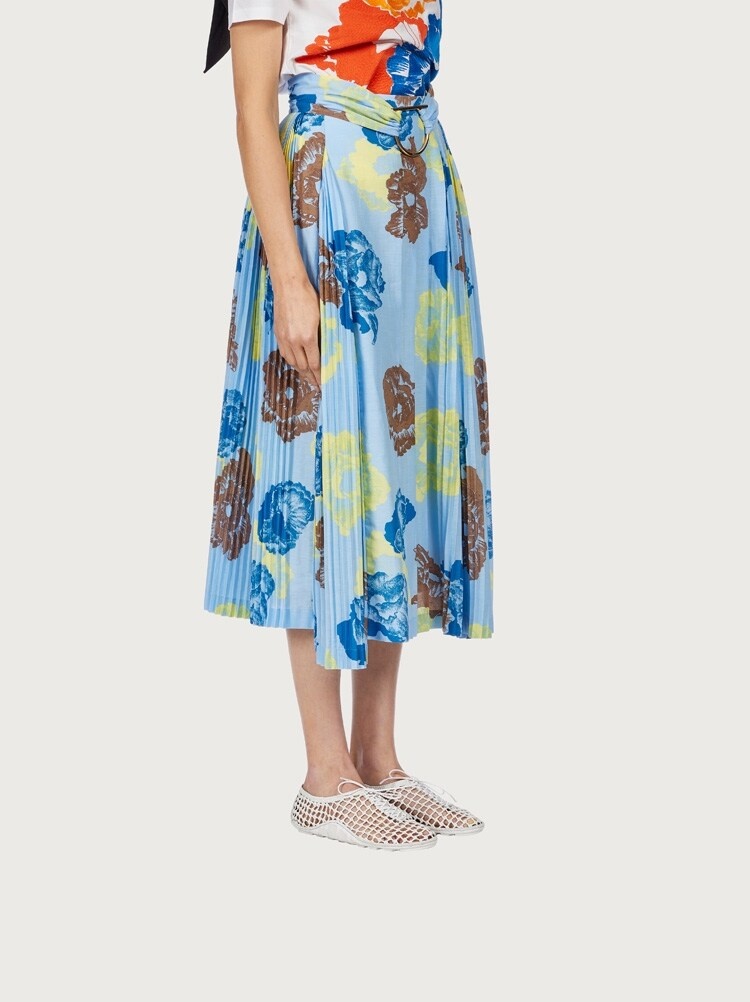 POPPY PRINT PLEATED SKIRT - 6
