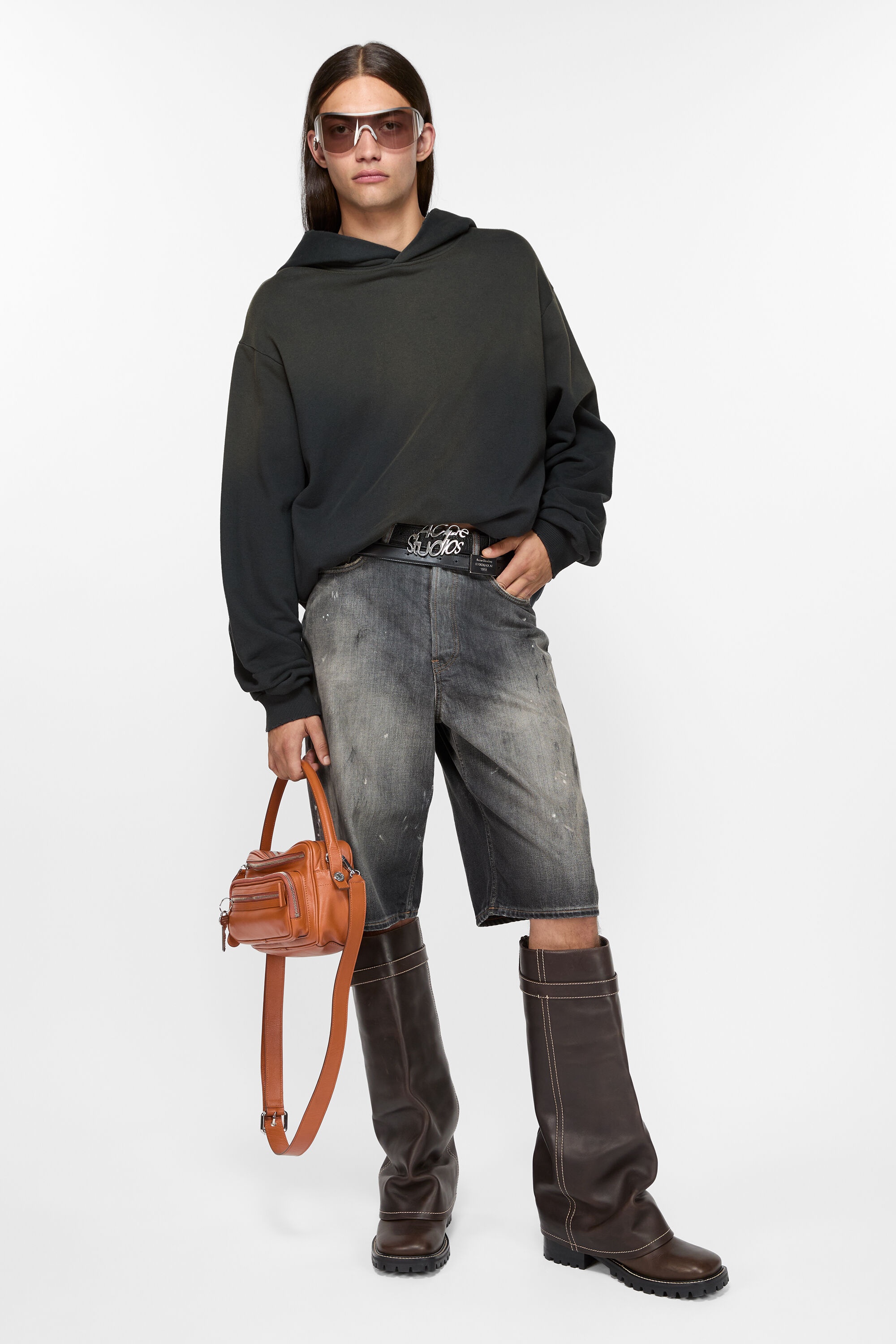 Denim shorts - loose fit - Black - 4
