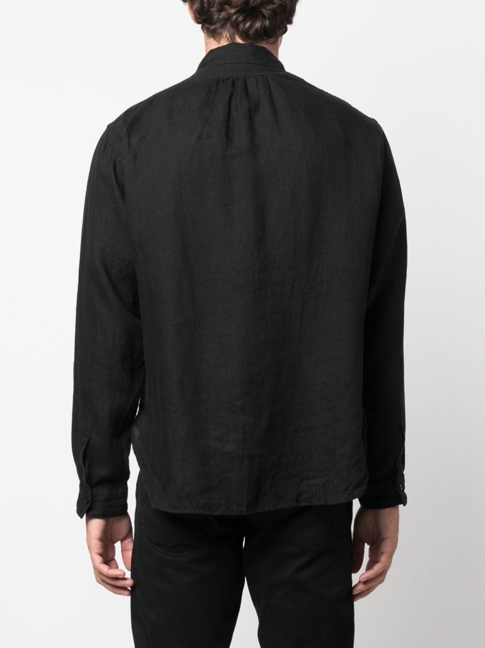 short button fastening linen shirt - 4