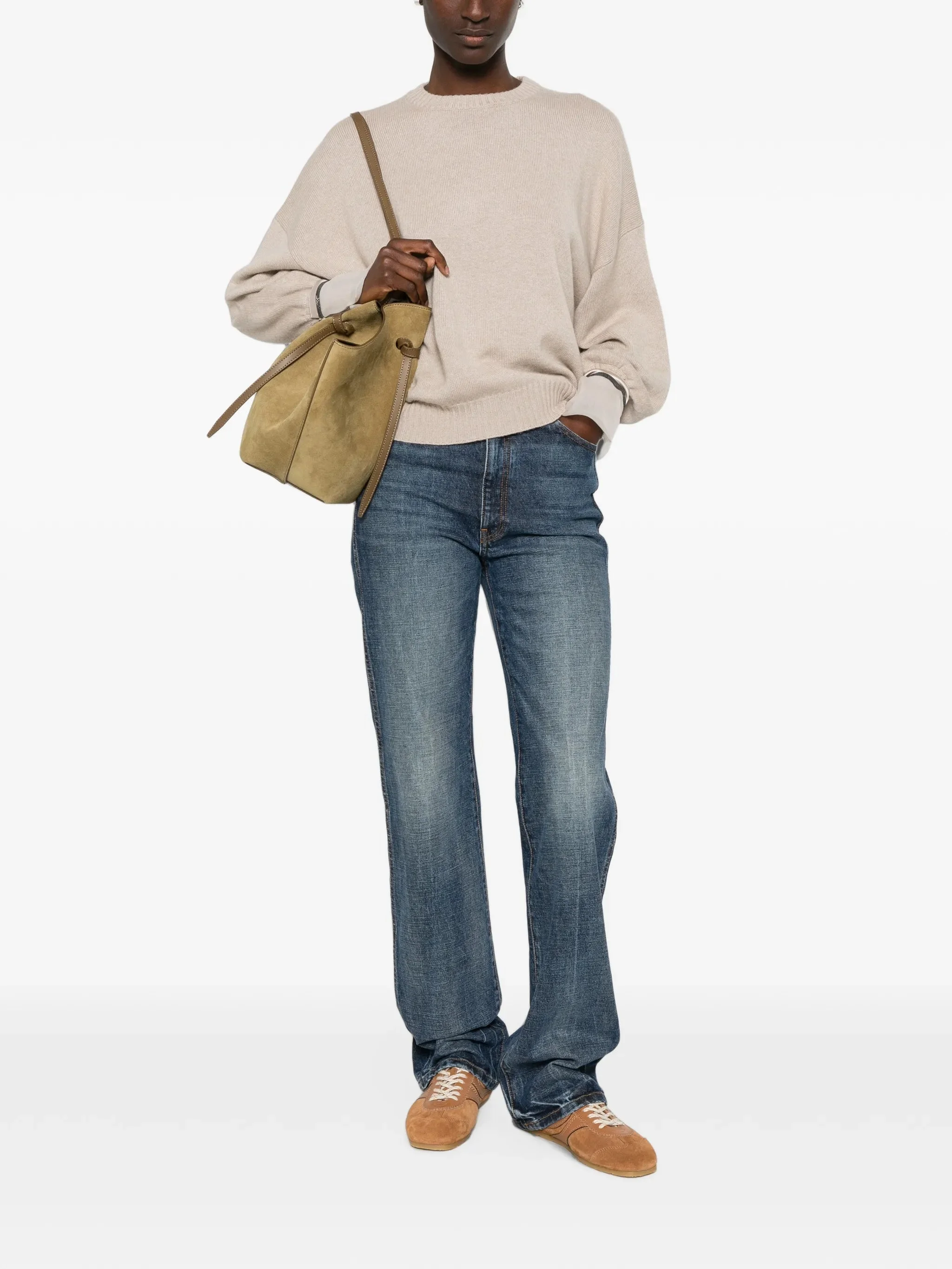 Brunello Cucinelli Monili-embellished Panelled-cuff Sweater - 1