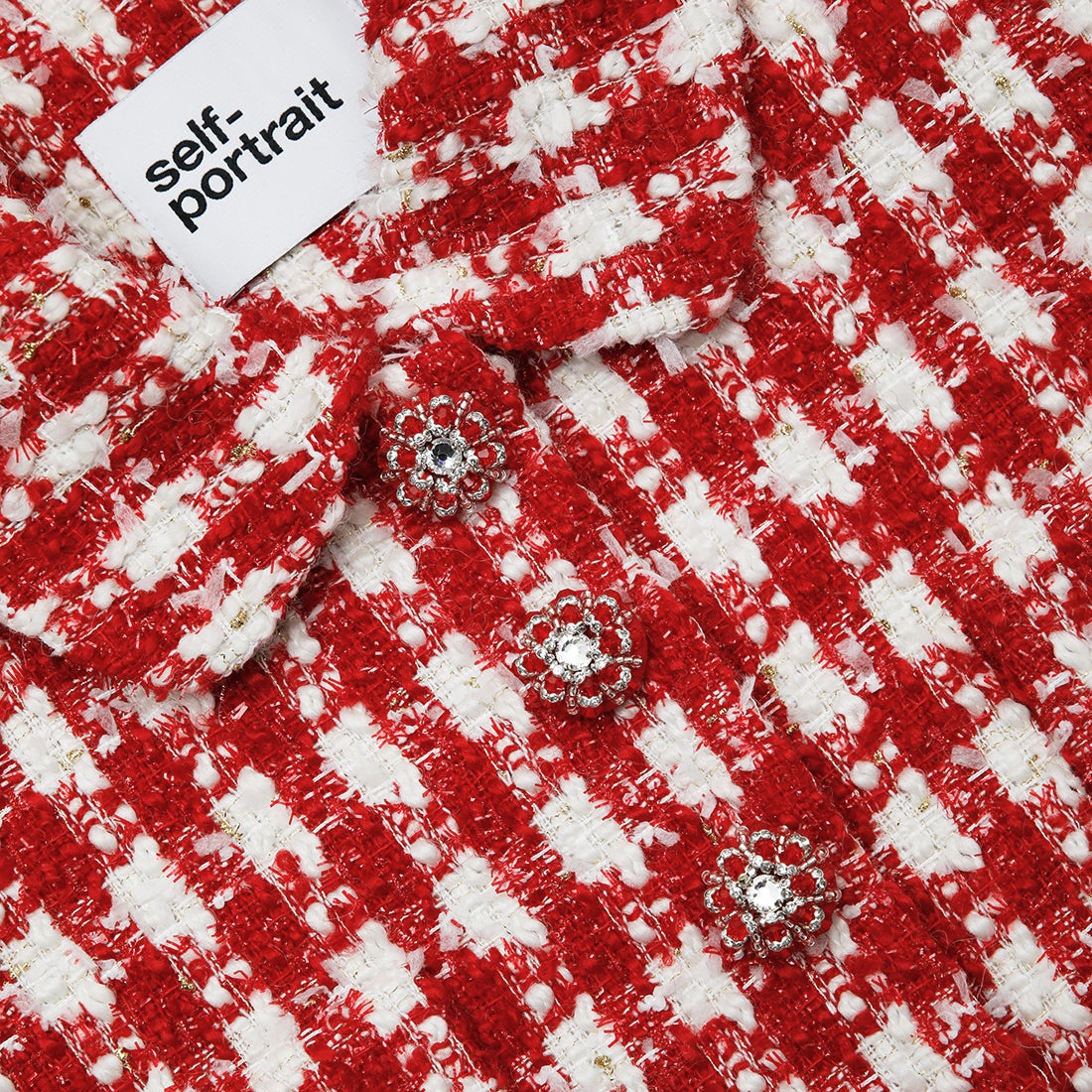 Red Check Boucle Jacket - 6