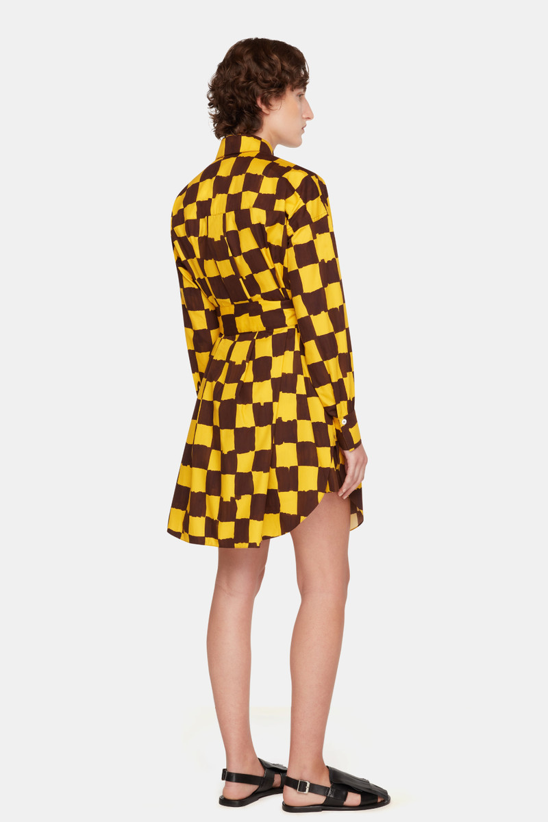 Emilia Wickstead X Palm Heights Jalissa Top in Chocolate and Yellow Checkerboard Print Cotton 4