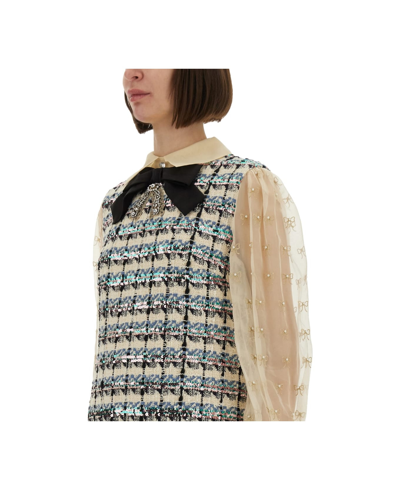 Embroidered Tweed Dress - 4