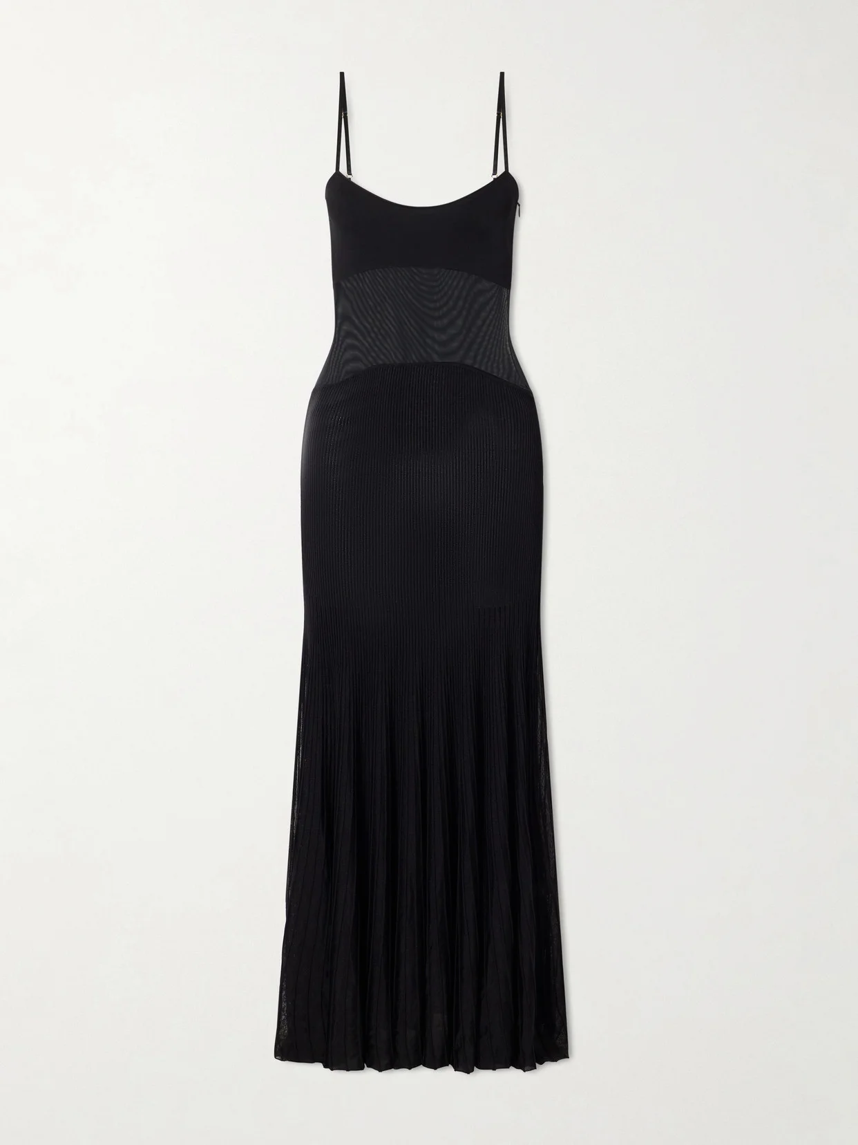 Belladonna Mesh-trimmed Ribbed-knit Gown - 1