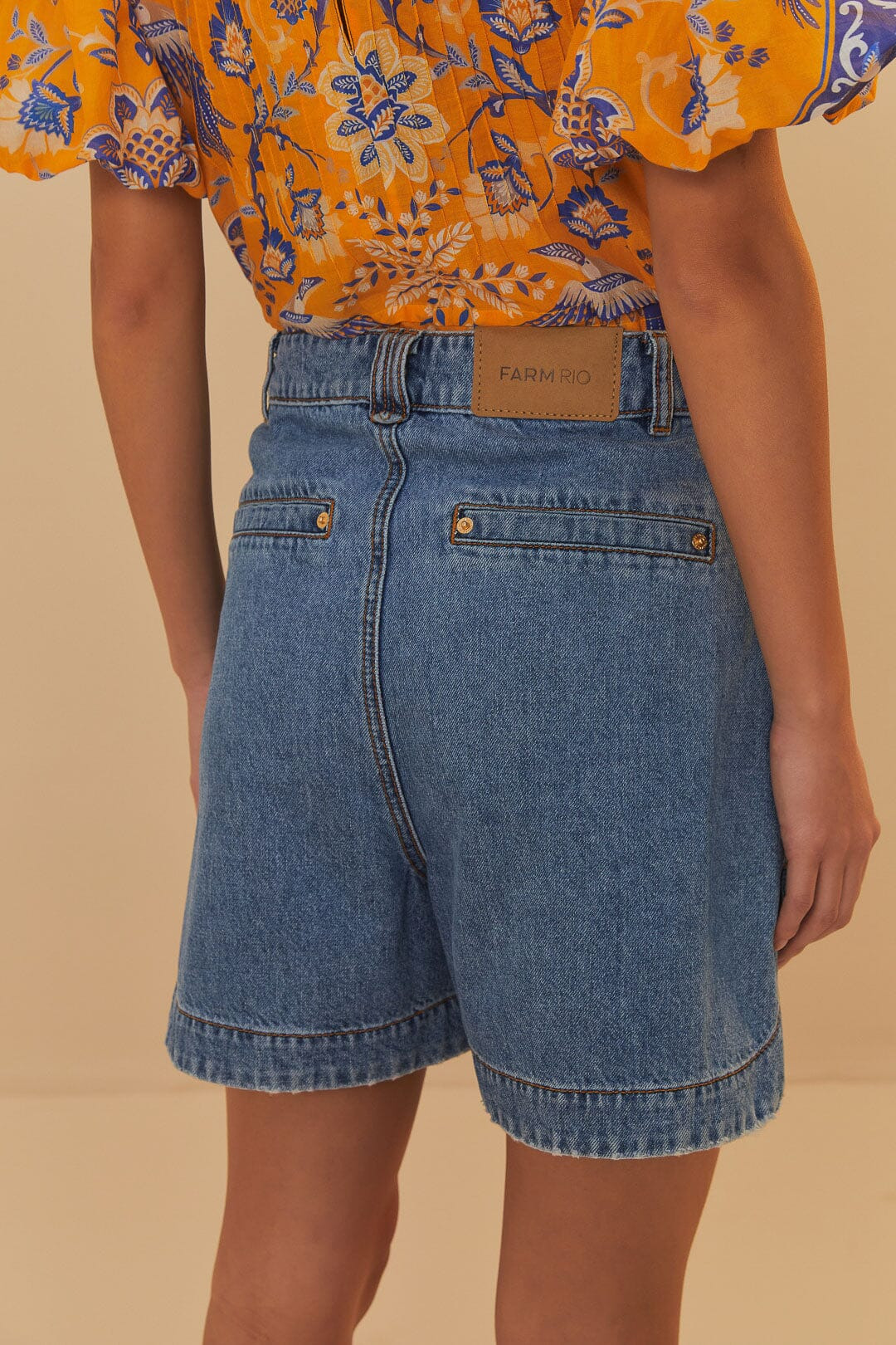 Denim Pleated Shorts - 4