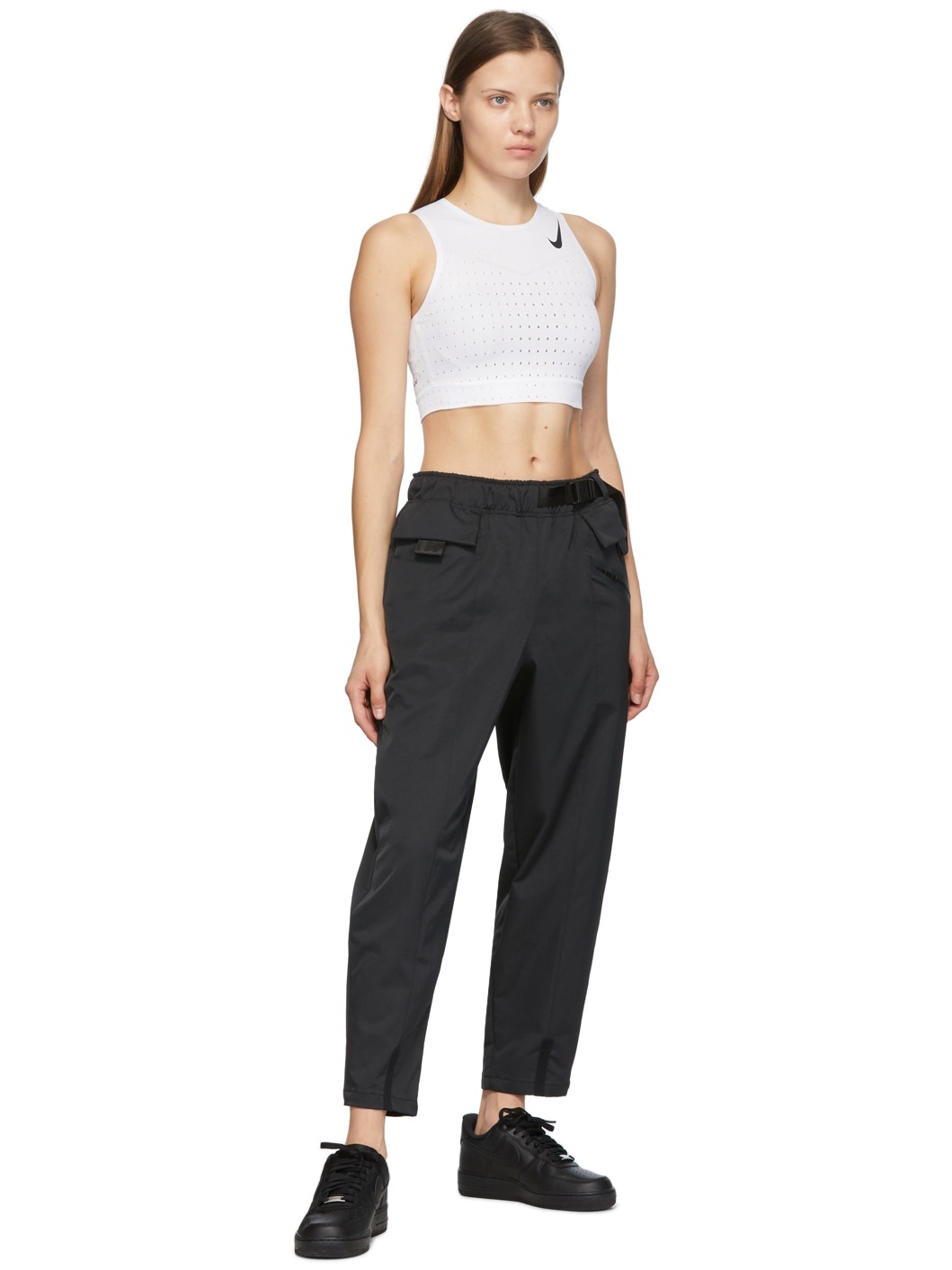 White Crop Running Sport Top - 4