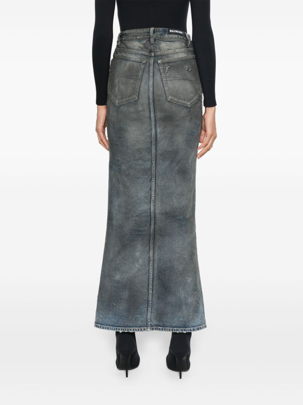 faded maxi denim skirt - 4