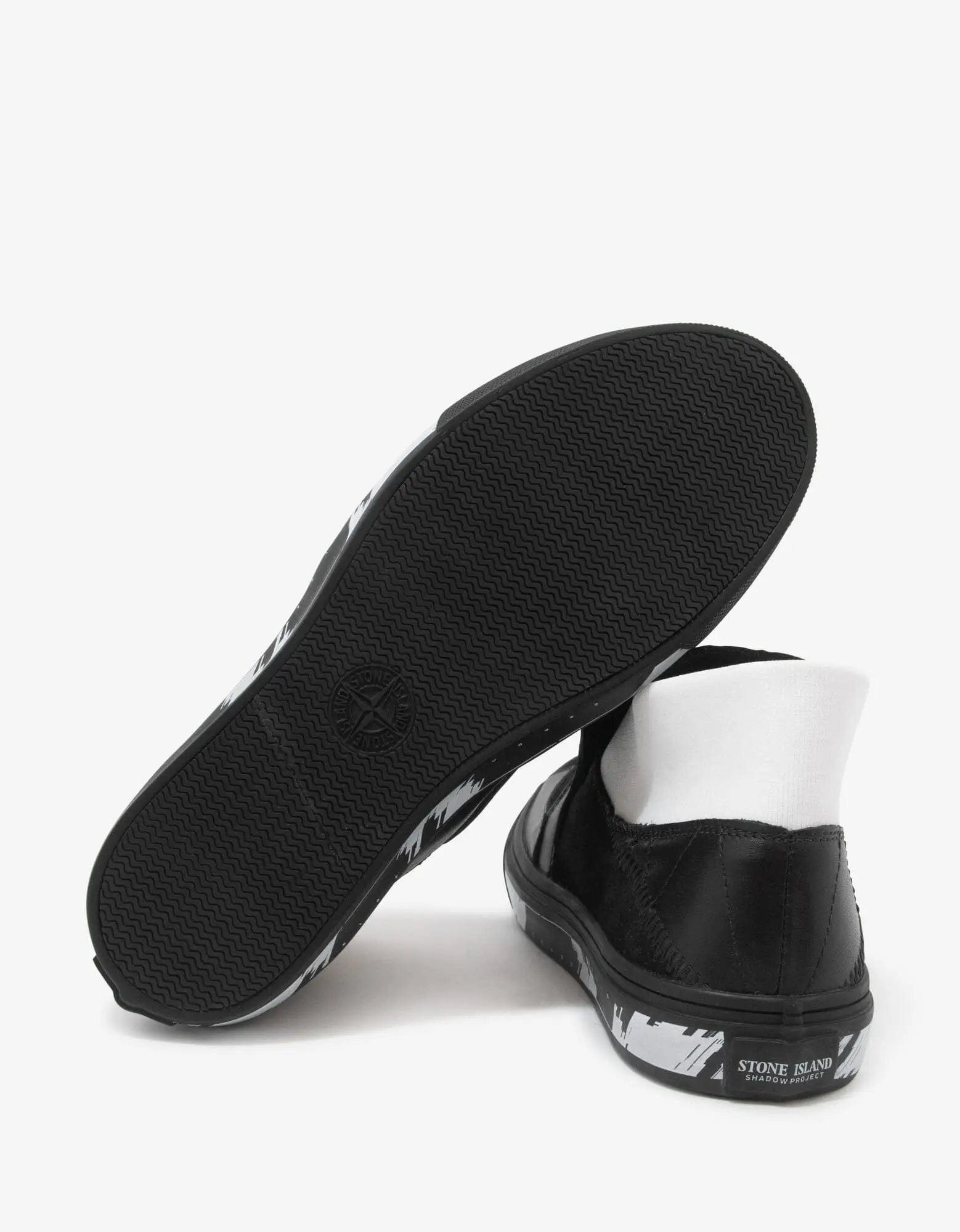 Stone Island Shadow Project Black Leather Slip-On Trainers - 4