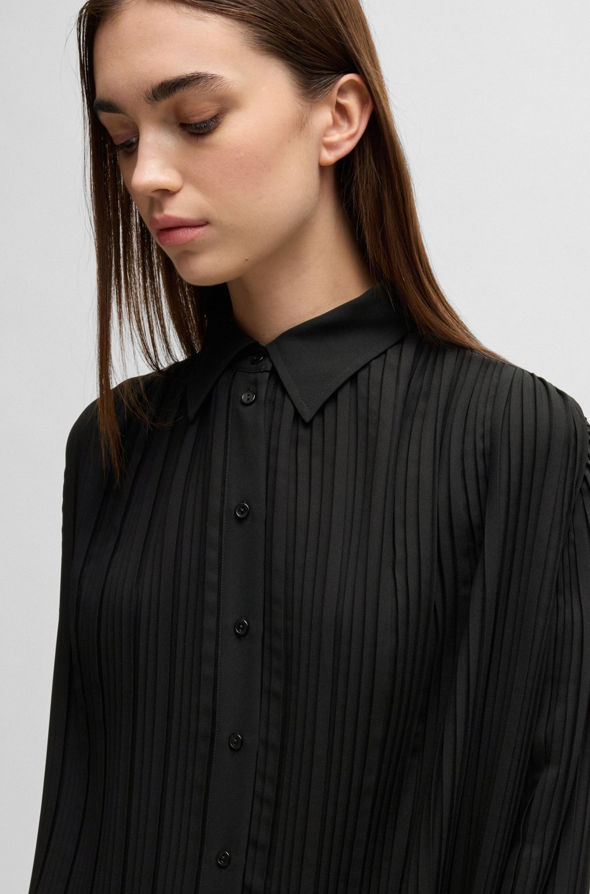 REGULAR-FIT BLOUSE IN PLISSÉ CREPE - 4