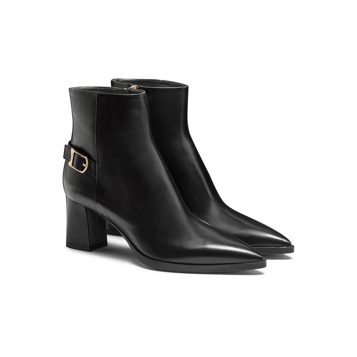 Women's black leather mid-heel ankle boot - 3