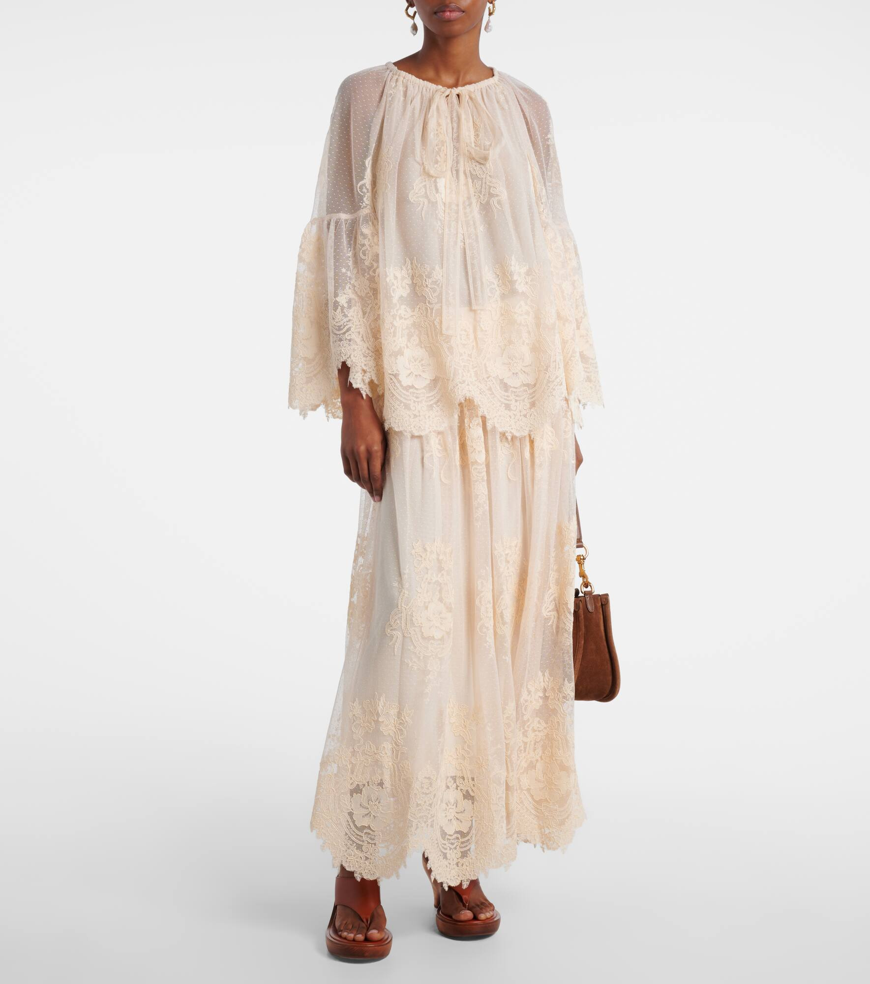 Hypnotic tie-neck floral lace blouse - 2