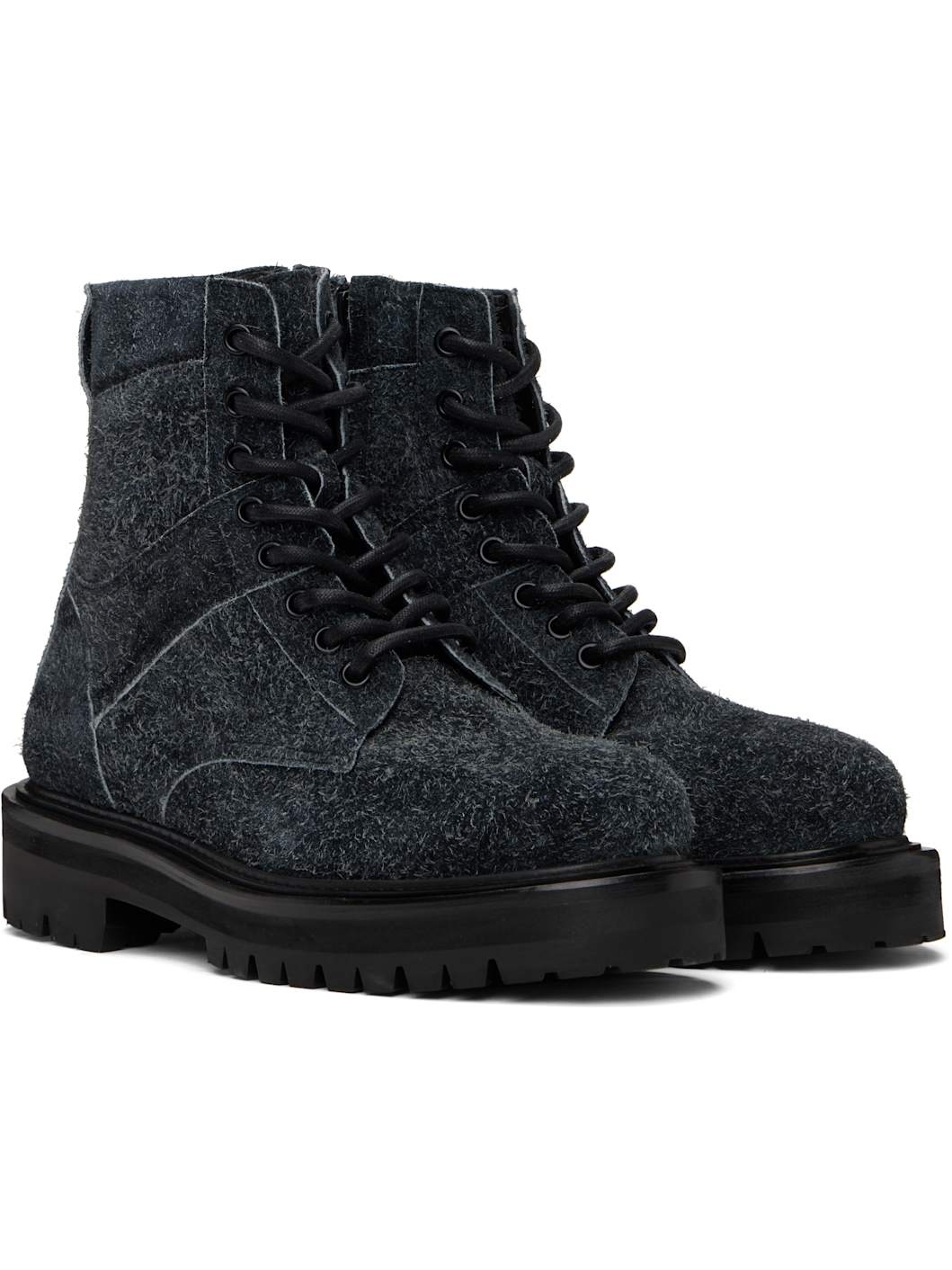 Black Vibram Sole Nubuck Military Boots - 4