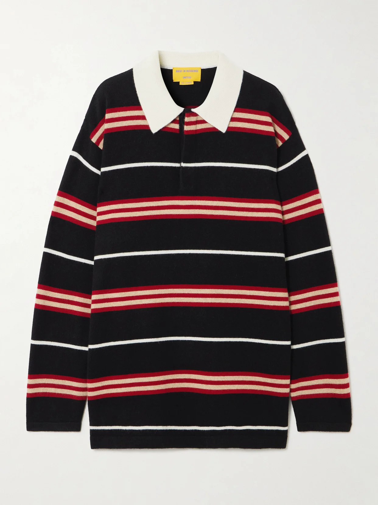 Oversized Striped Cashmere Polo Sweater - 1