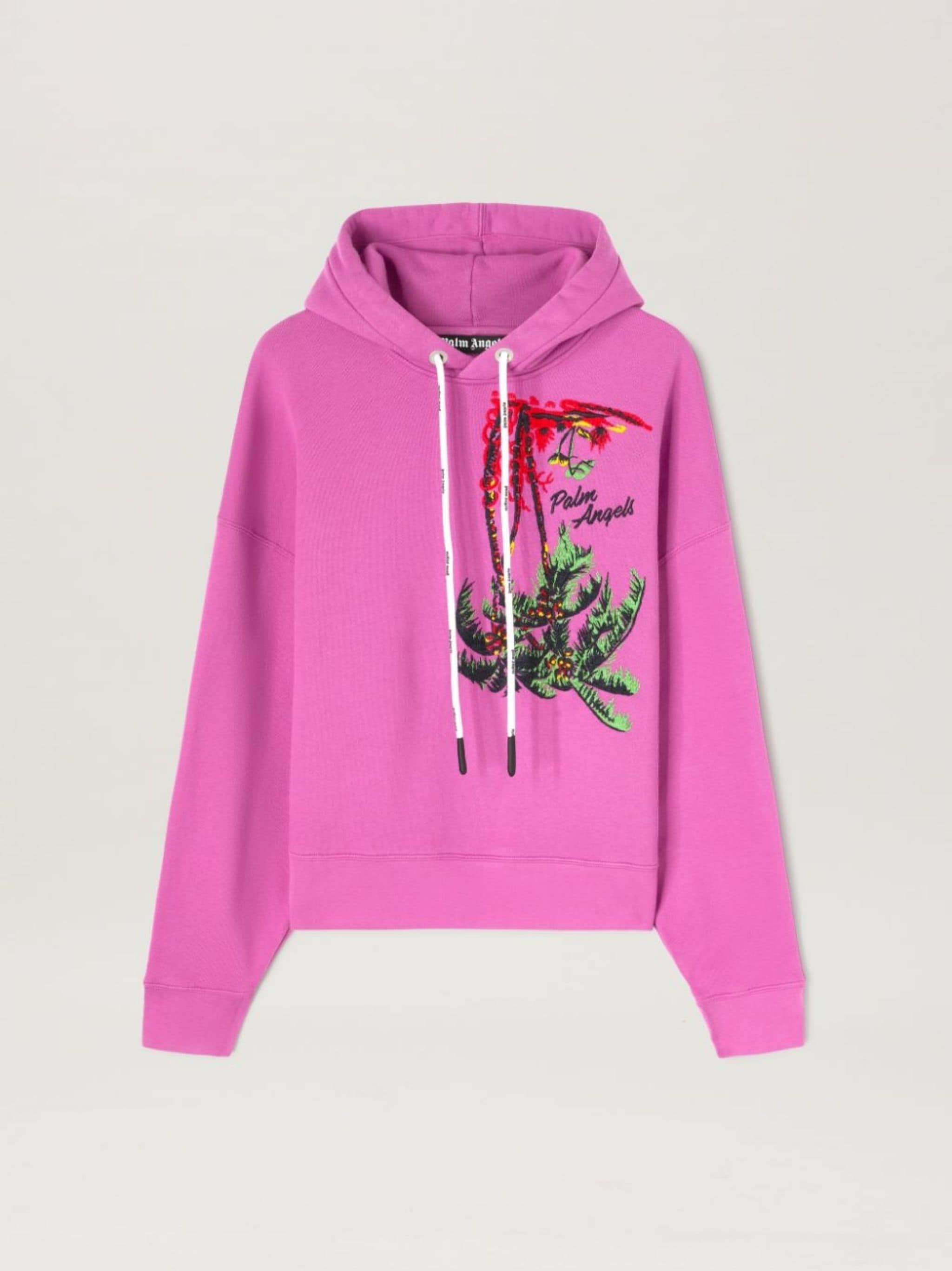 palm-embroidered organic cotton hoodie - 1