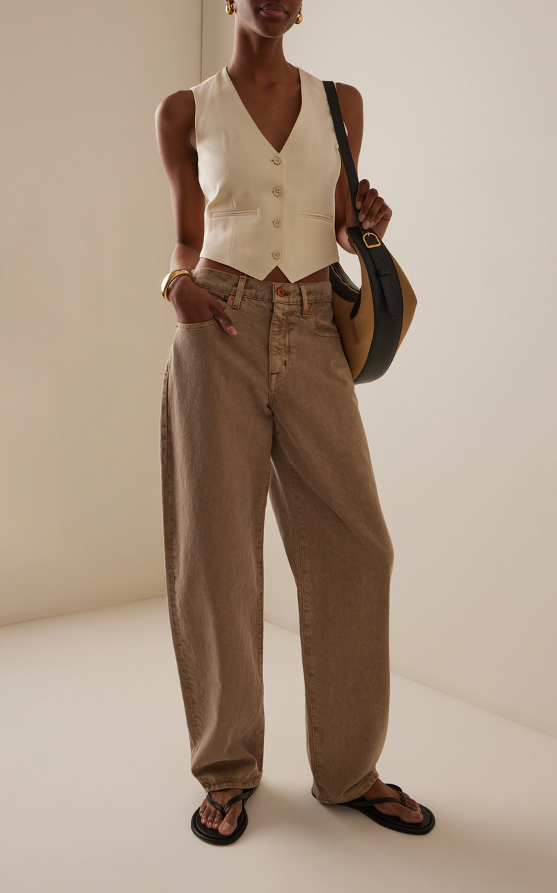 SLVRLAKE Tess Long Rigid Low-Rise Curve-Leg Jeans brown outlook