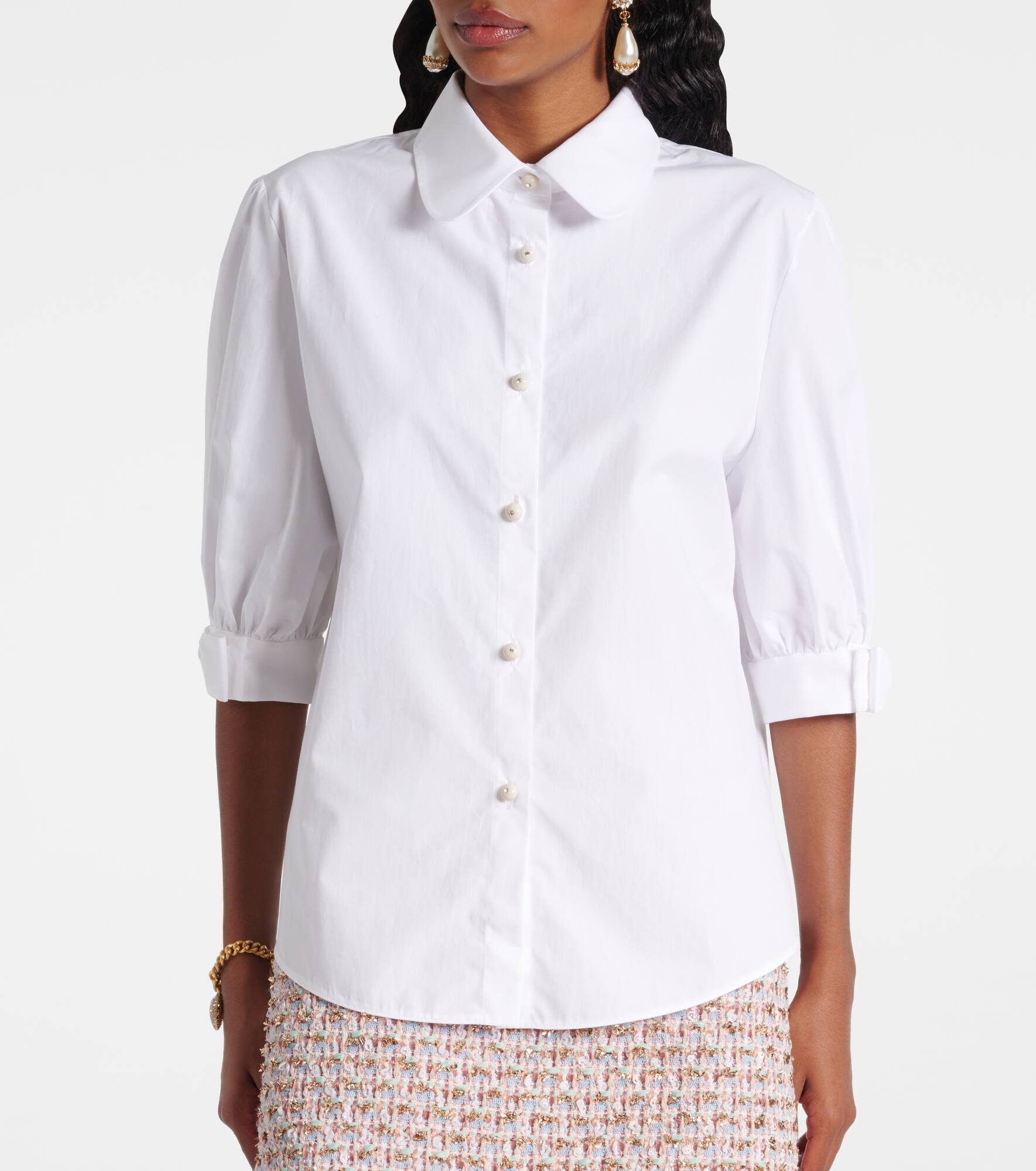 Bow-detail cotton poplin shirt - 6