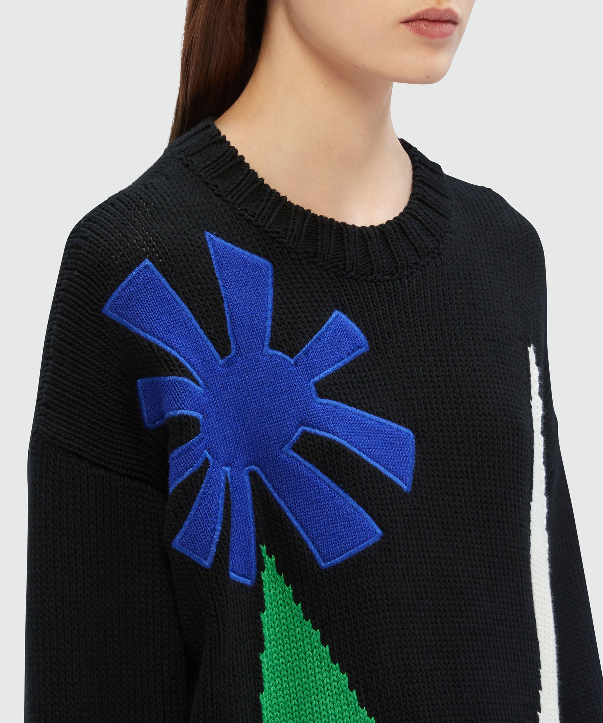 Black cotton sweater with "La Vedetta" motif - 5