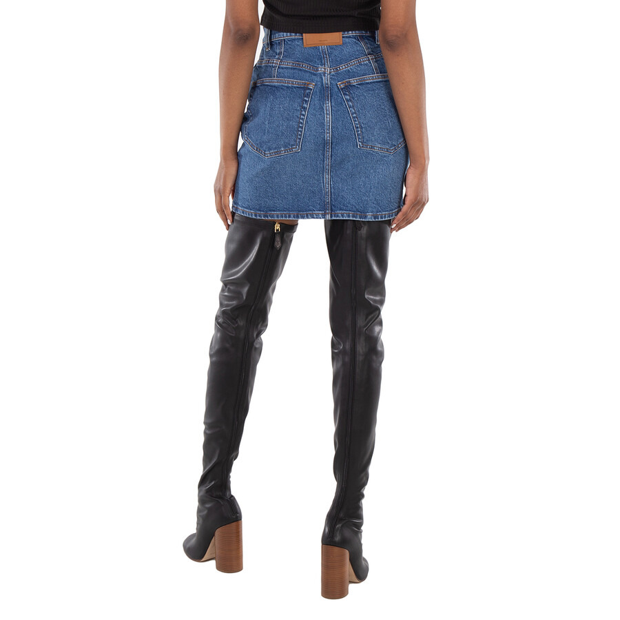 T by Alexander Wang Snap Front High-Waisted Denim Skirt - 4