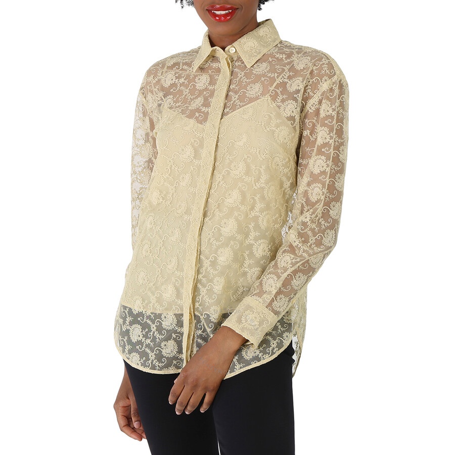 Burberry Pale Yellow Pattern Kestrel Lace Top - 3