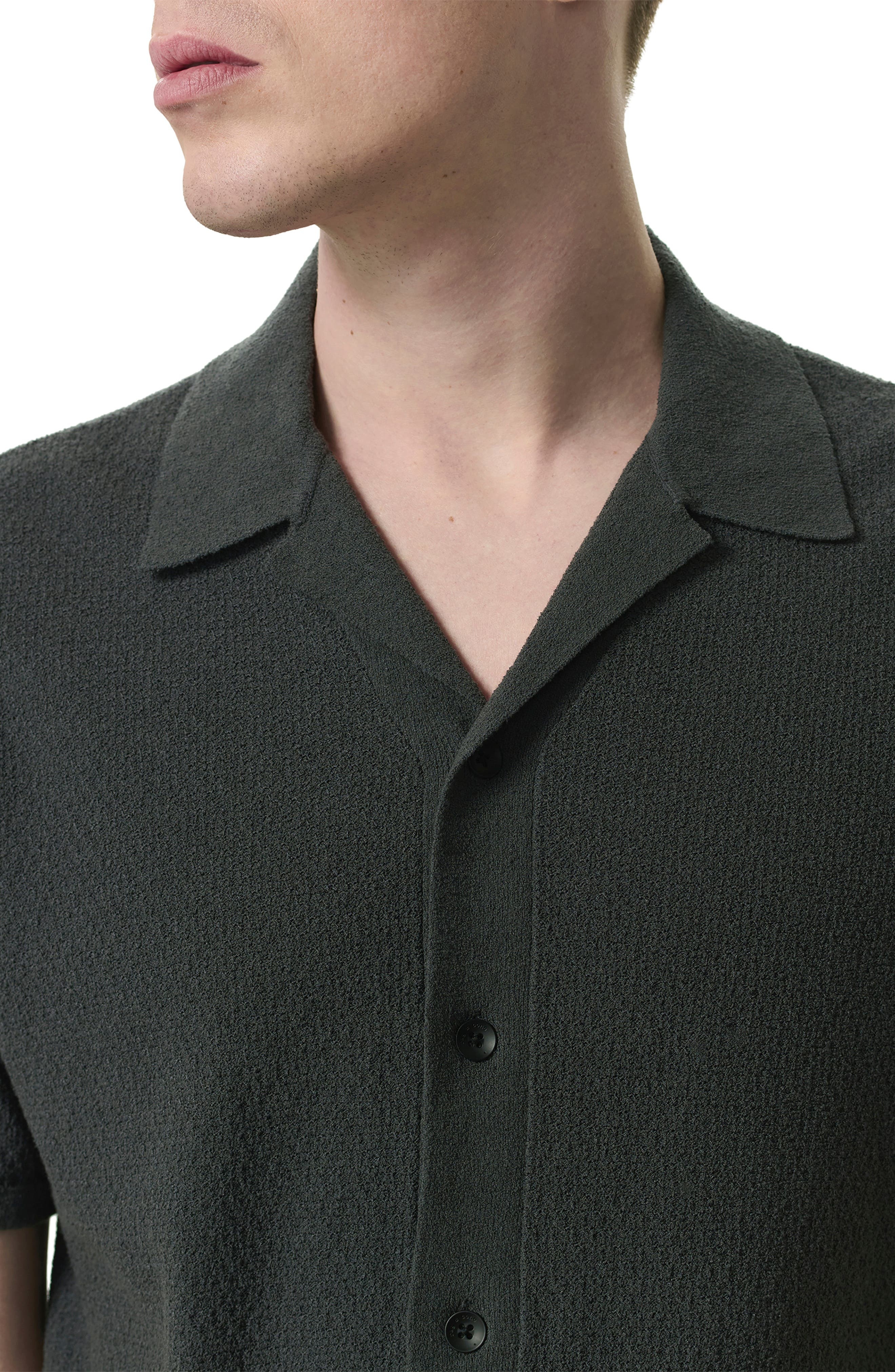 rag & bone Zigzag Avery Zuma Toweling Camp Shirt in Dark Grey at Nordstrom - 5
