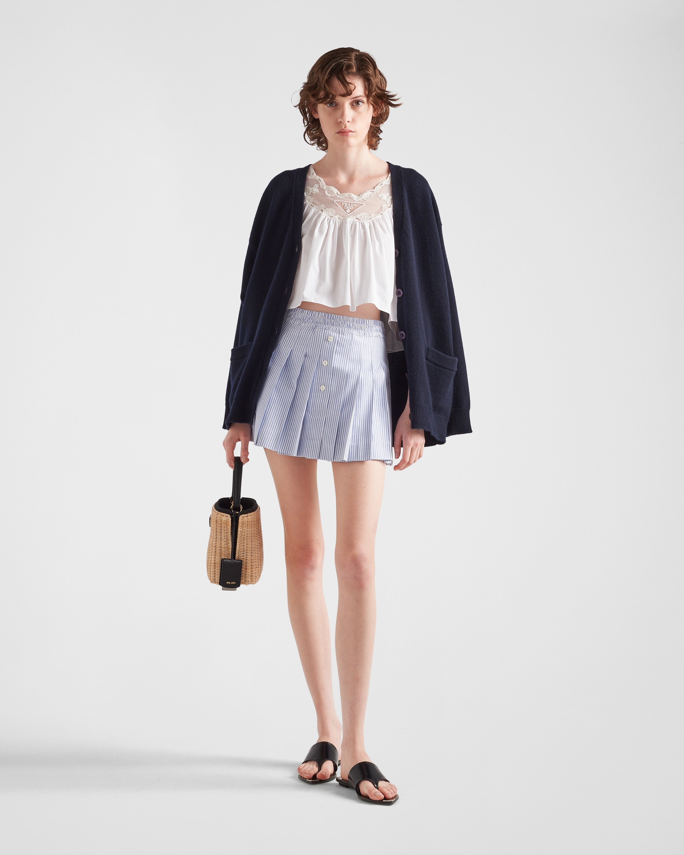 Oxford cotton pleated miniskirt - 2