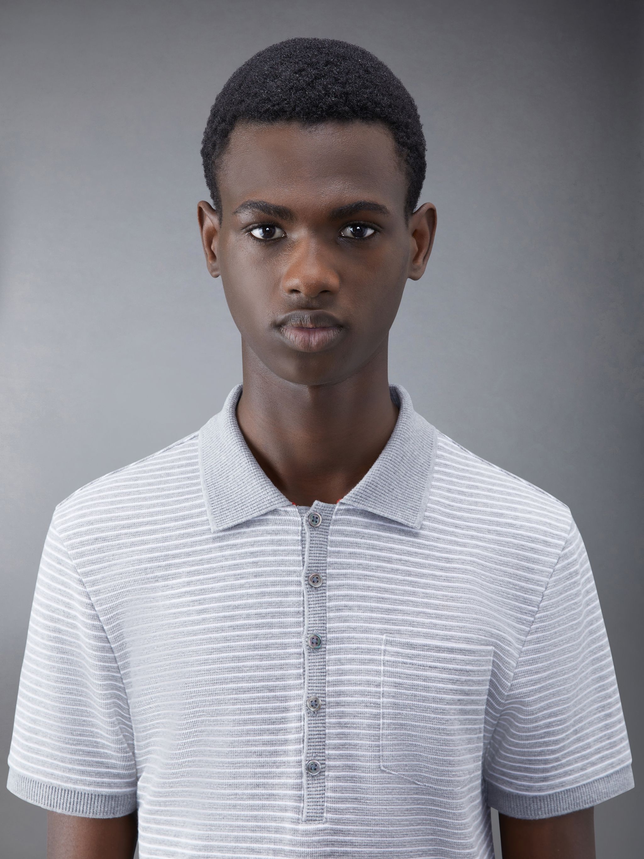 Pinstripe Micro Waffle Pocket Polo - 5