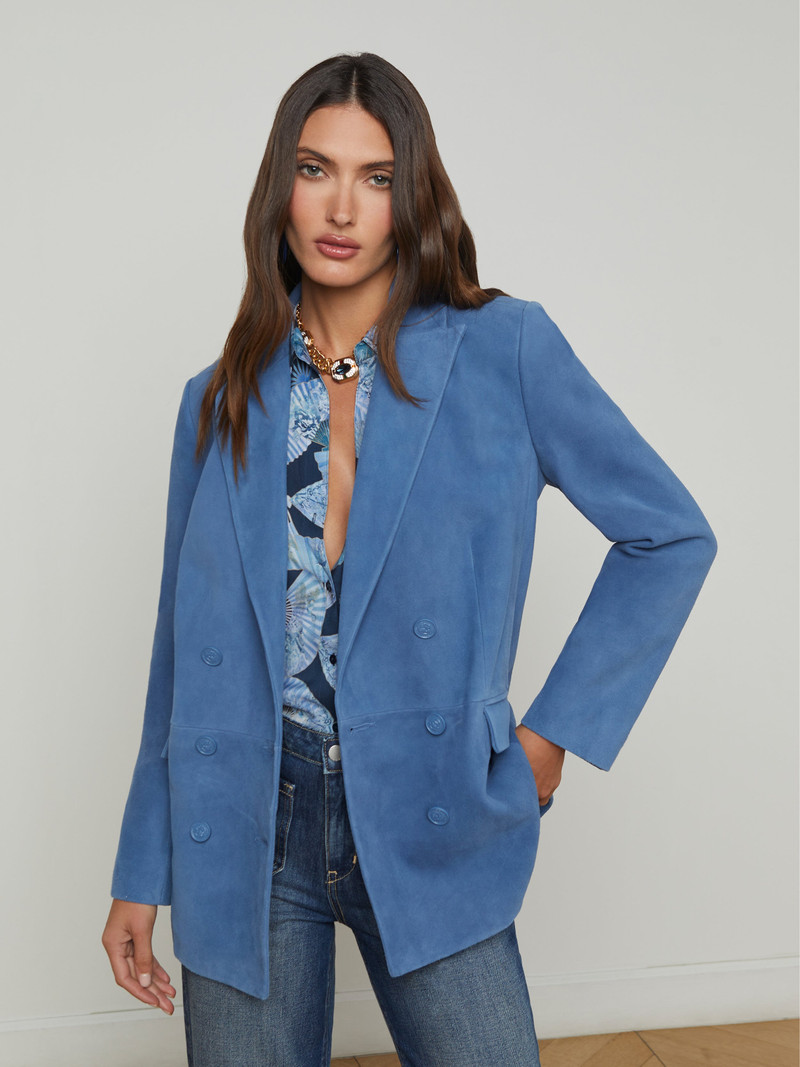 L'AGENCE Aimee Suede Blazer outlook
