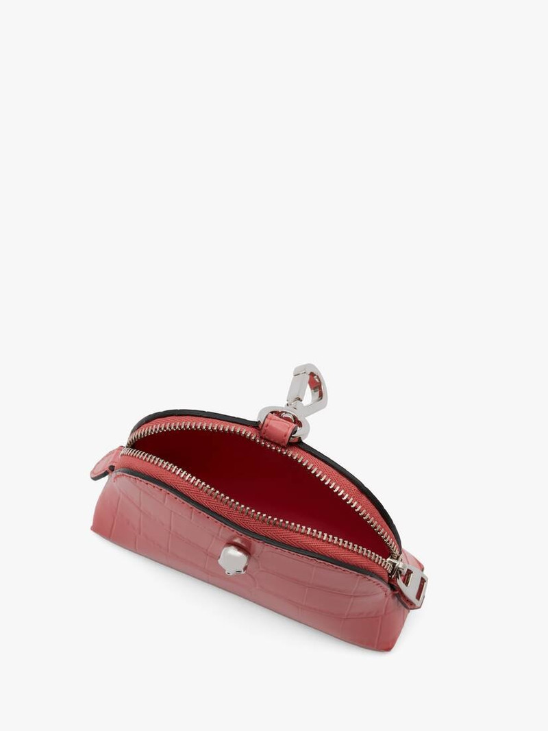 Alexander McQueen Skull Zip Coin Pouch in Coral outlook