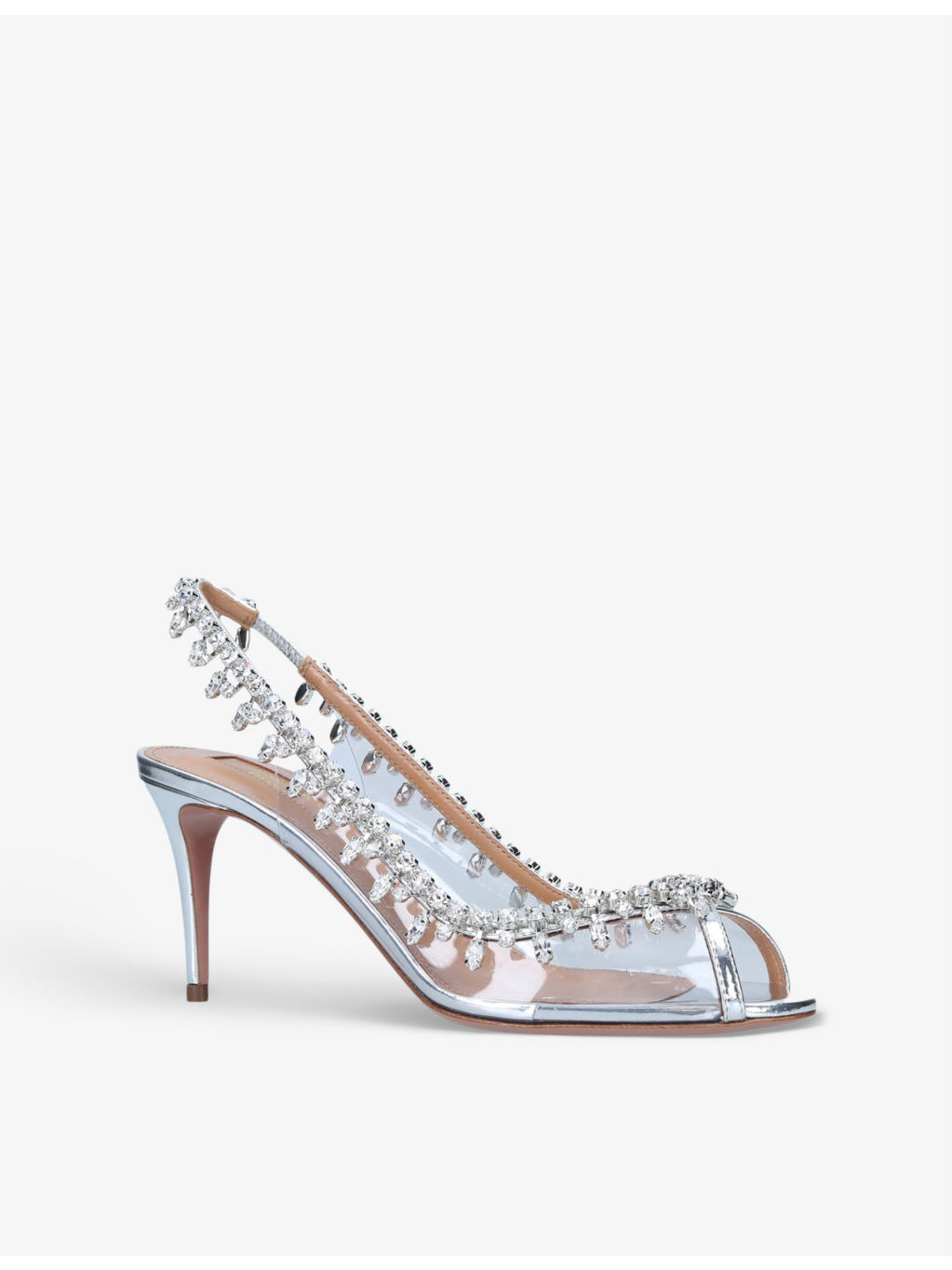 Temptation crystal-embellished leather and PVC slingback sandals - 3