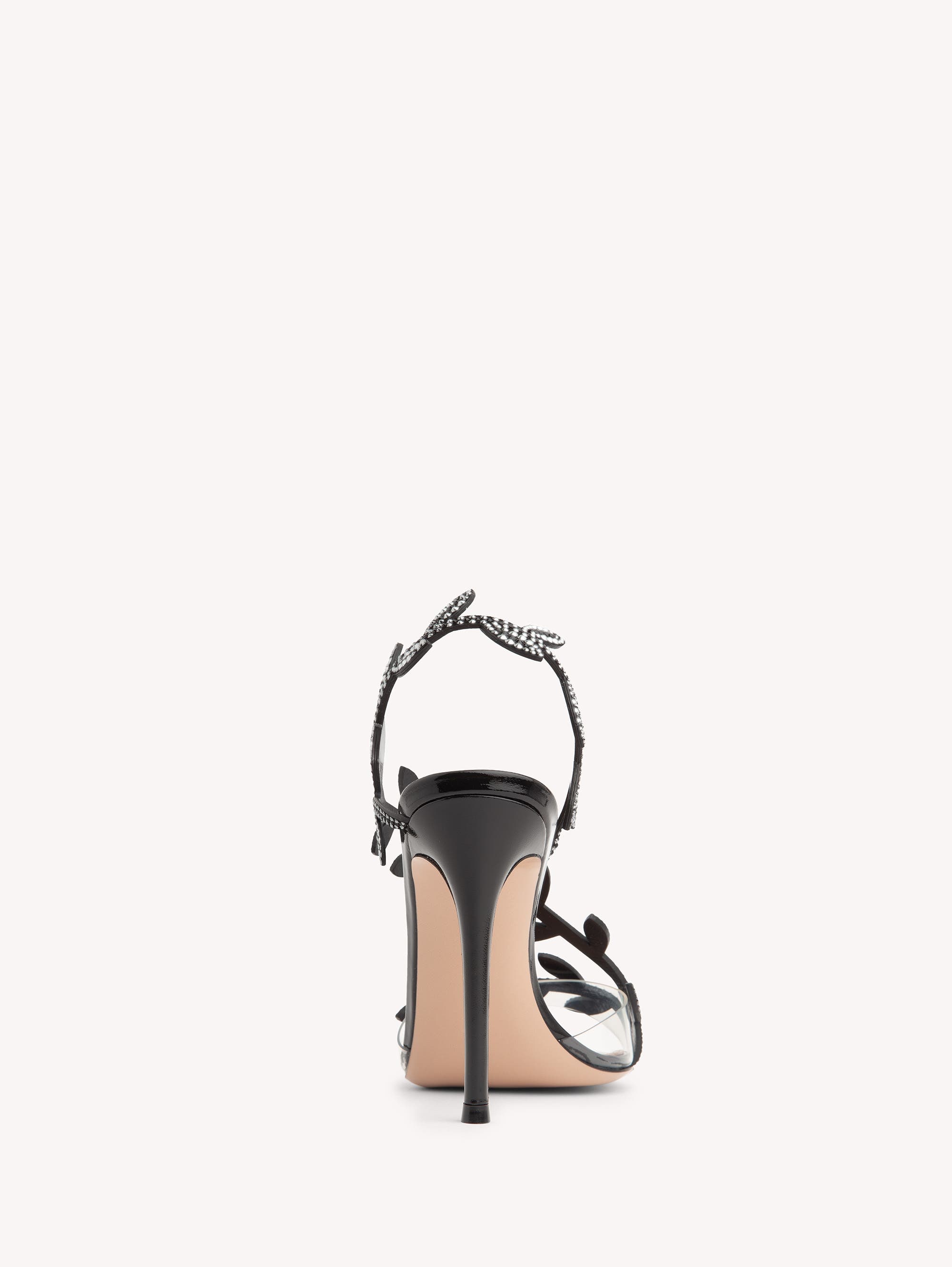 Gianvito Rossi Crystal Flavia Sandal in Black Leather at Nordstrom - 4