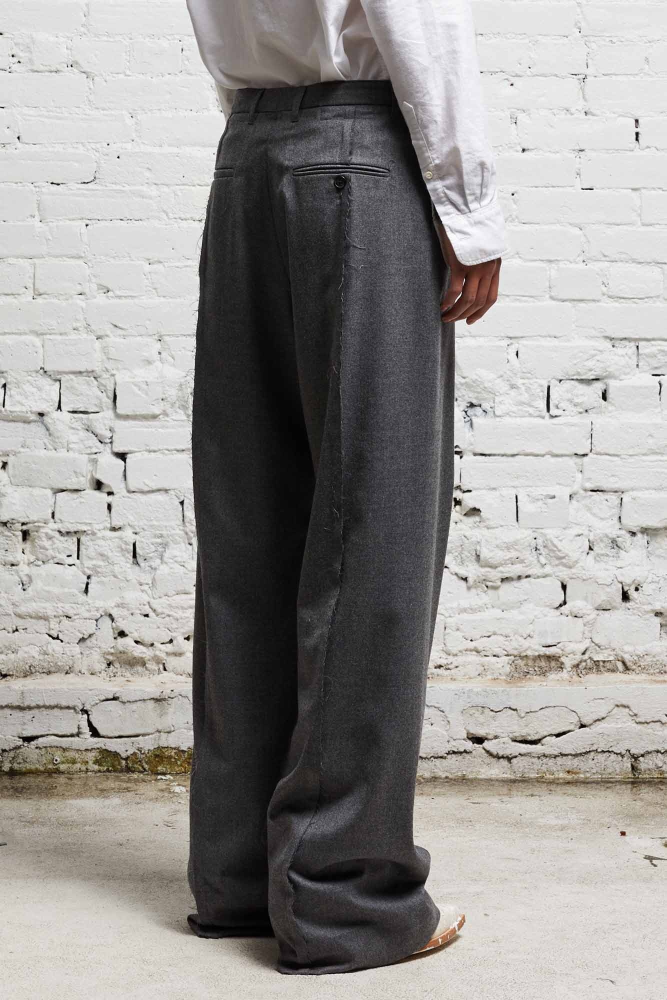 INVERTED TROUSER - GREY WOOL FLANNEL - 4