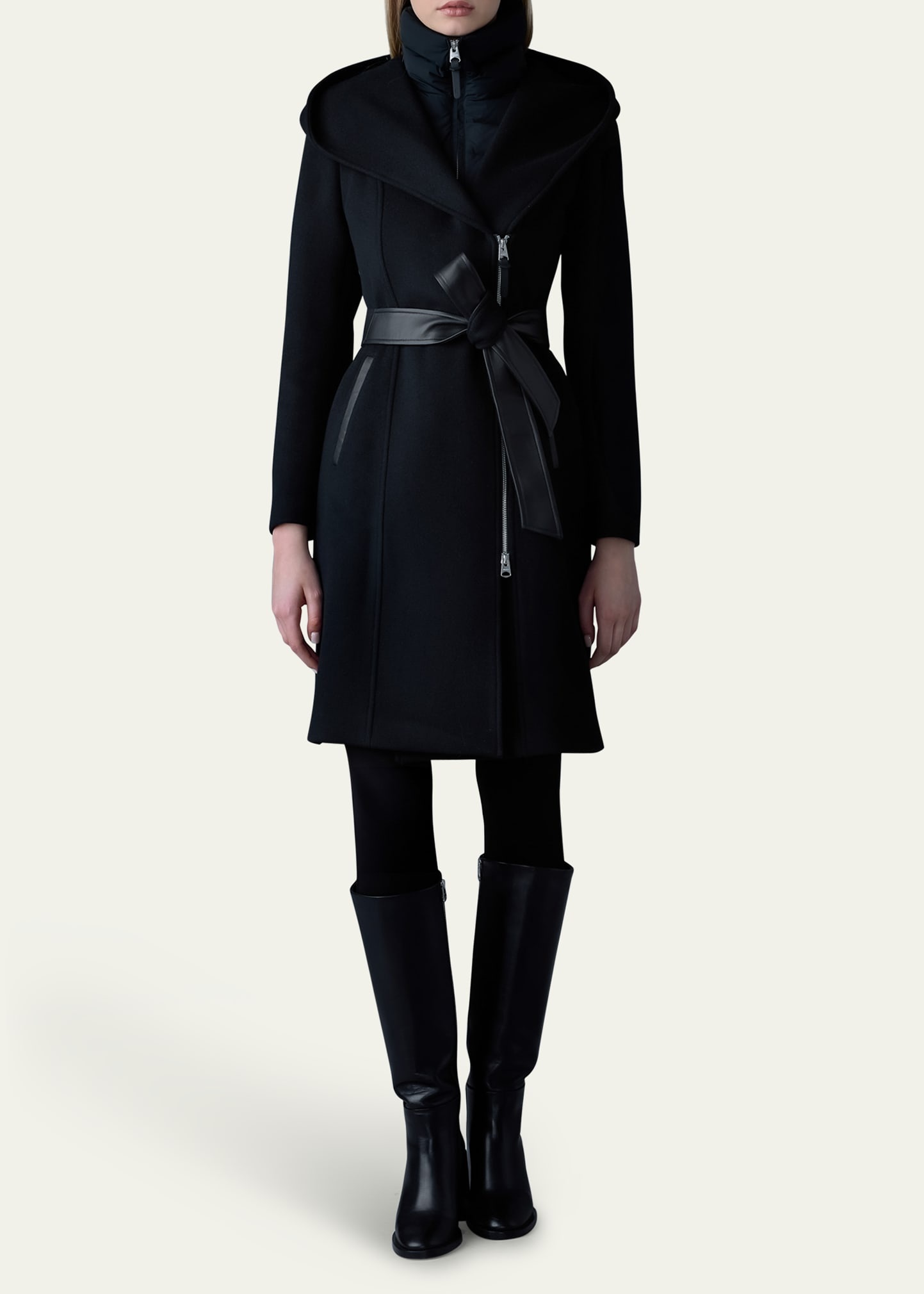 Shia 2-in-1 Double-Face Wool Coat with Removable Bib - 2
