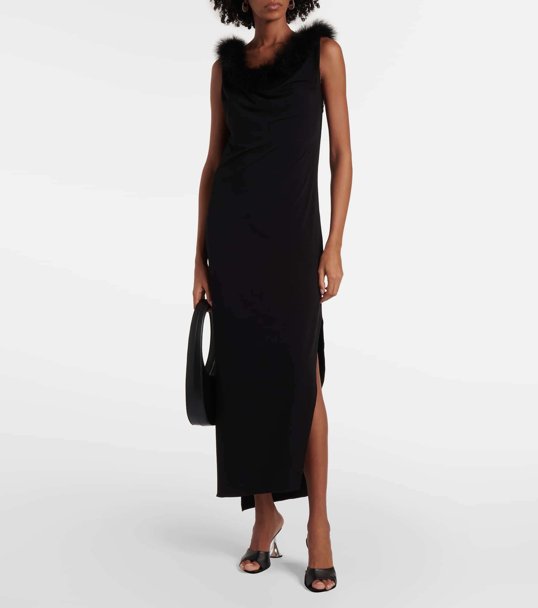 Boa feather-trimmed maxi dress - 2