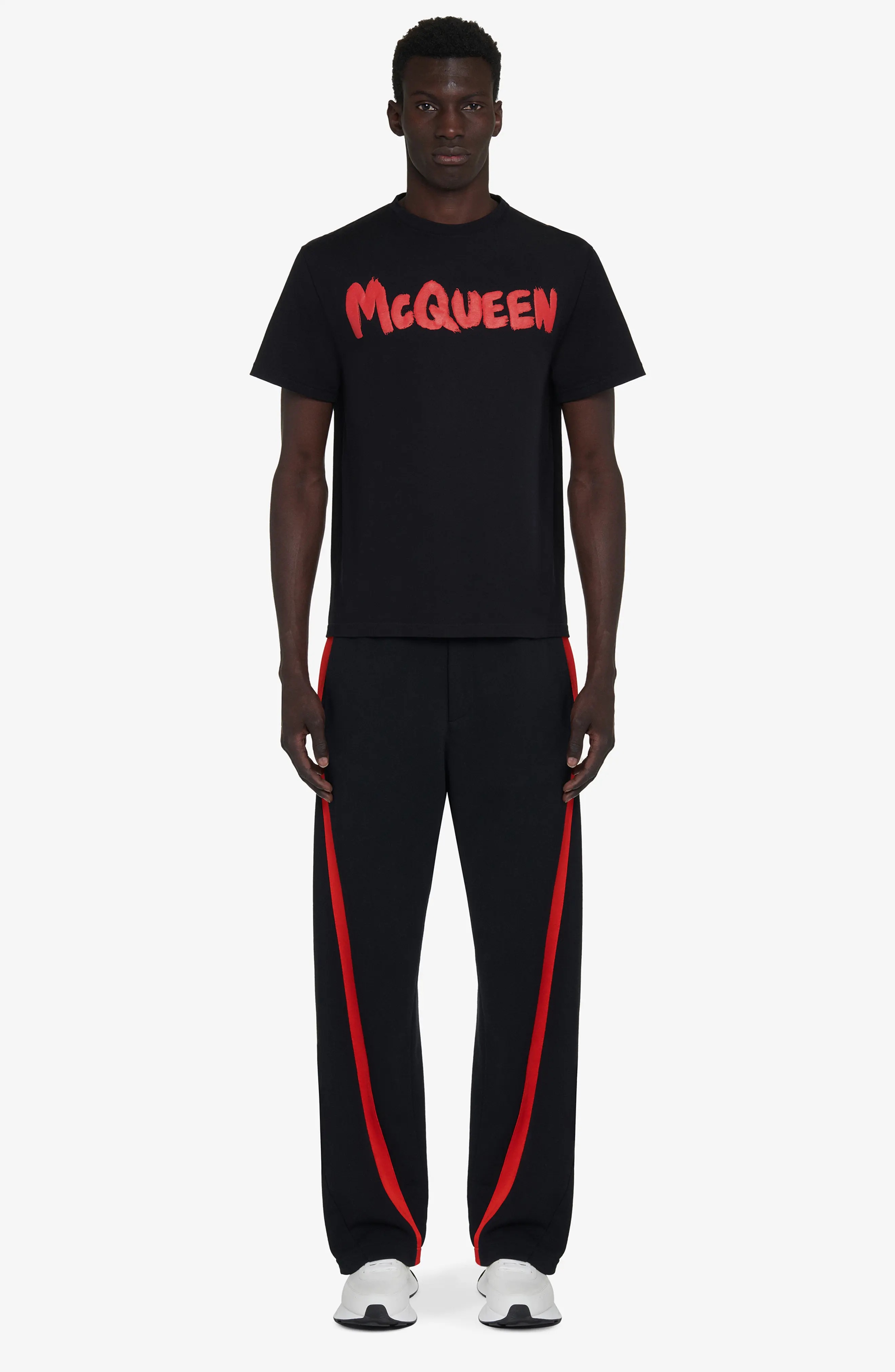 Alexander McQueen Graffiti Logo Graphic T-Shirt in Black /Red