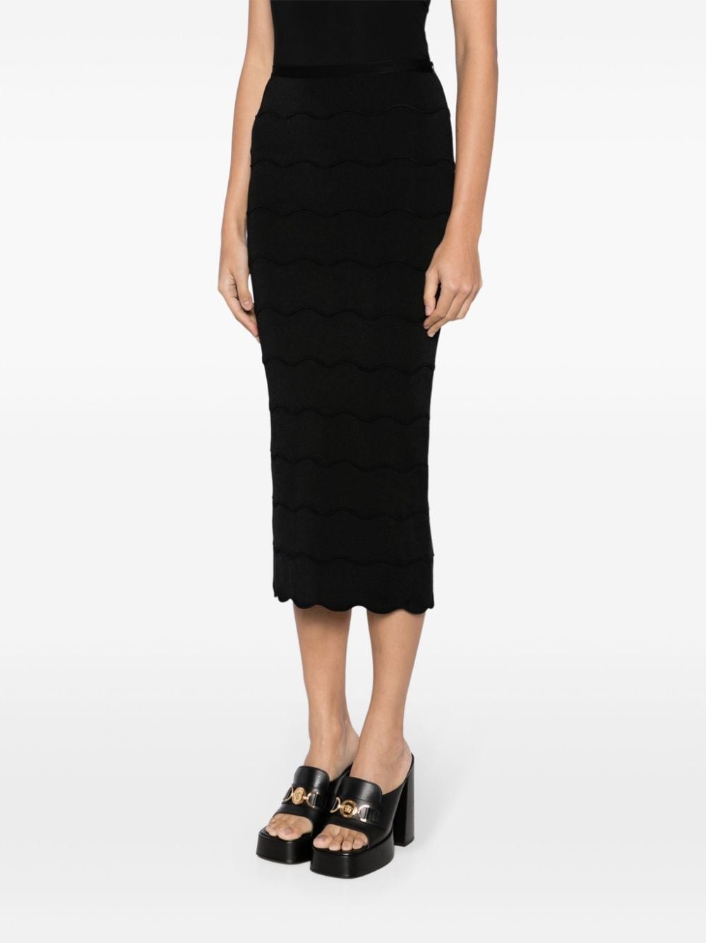 Wave Milano-knit pencil skirt - 3