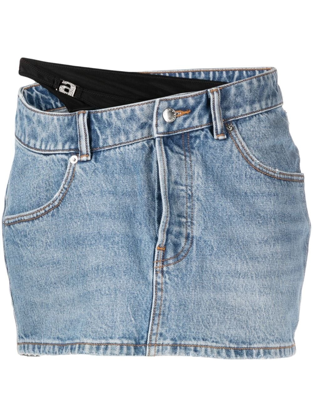 asymmetric bikini-layer denim skirt - 1